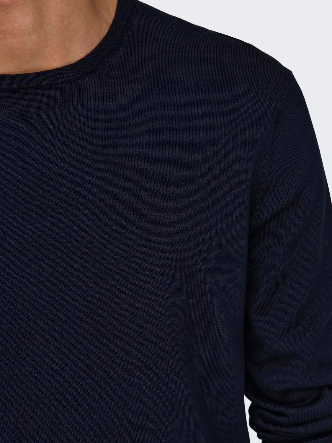 ONLY & SONS Solid color knitted pullover -Dark Navy - 22020088