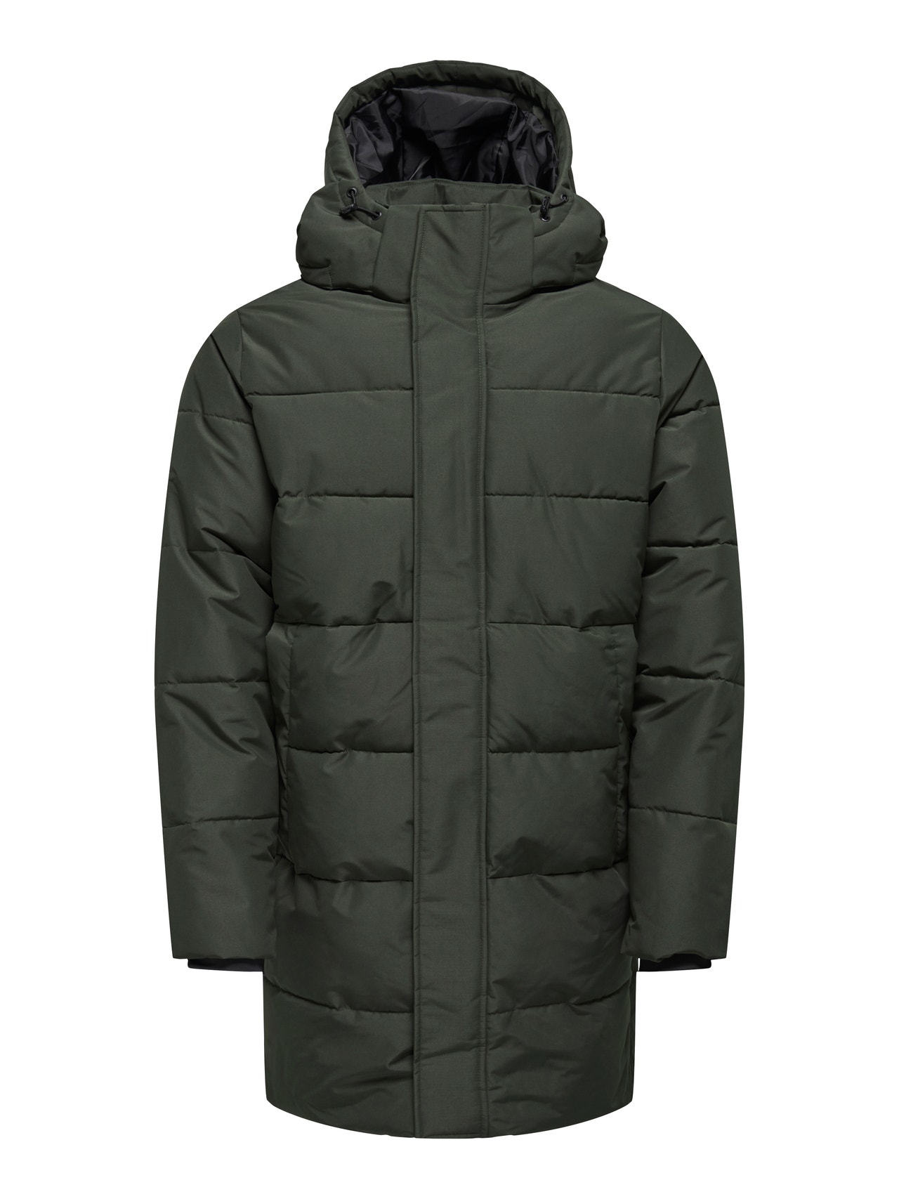 ONLY & SONS Detachable hood Ribbed cuffs Coat -Peat - 22020156