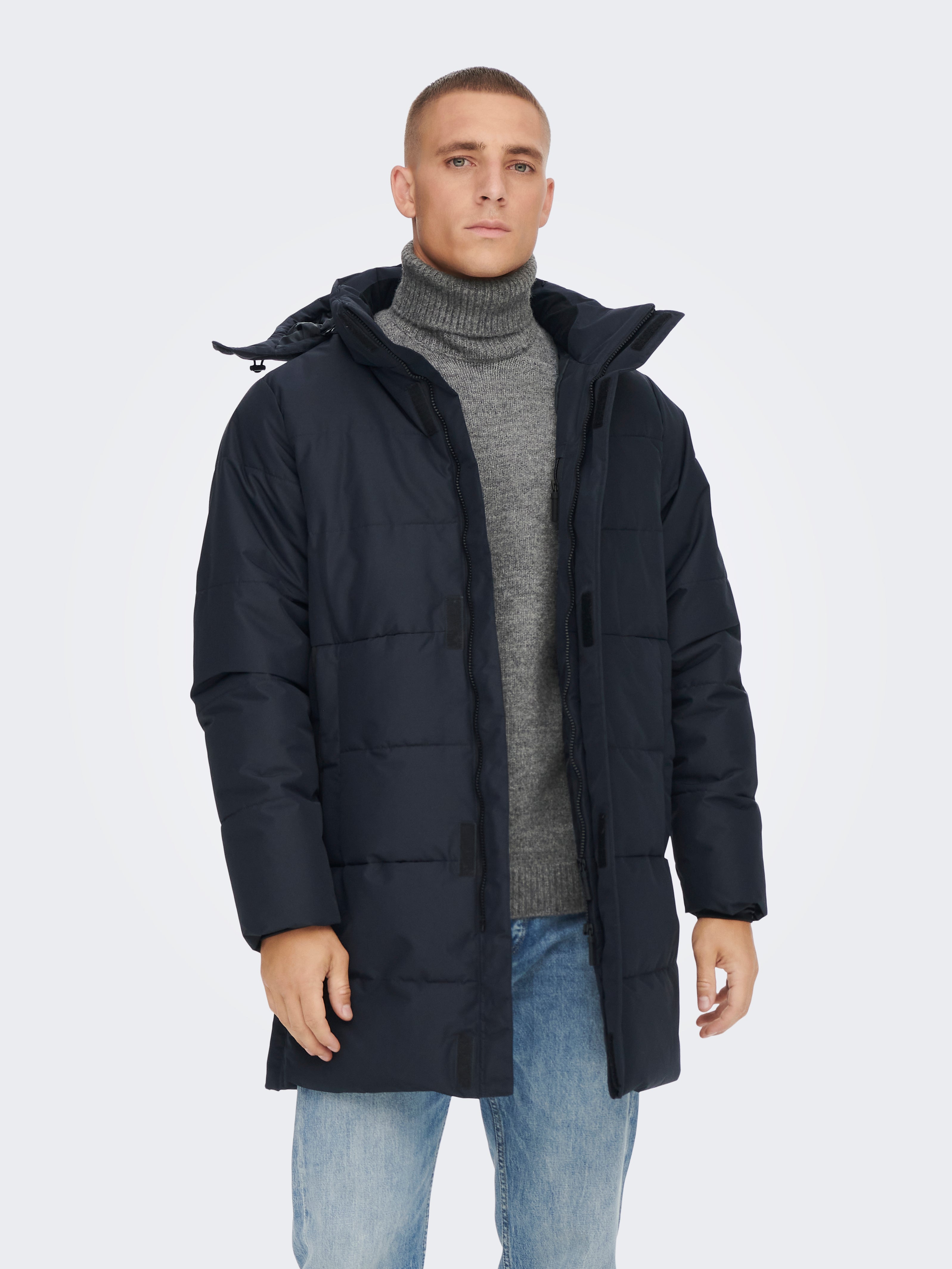 Gray/Black XXL MEN FASHION Coats Basic ONLY & SONS Long coat discount 57% 