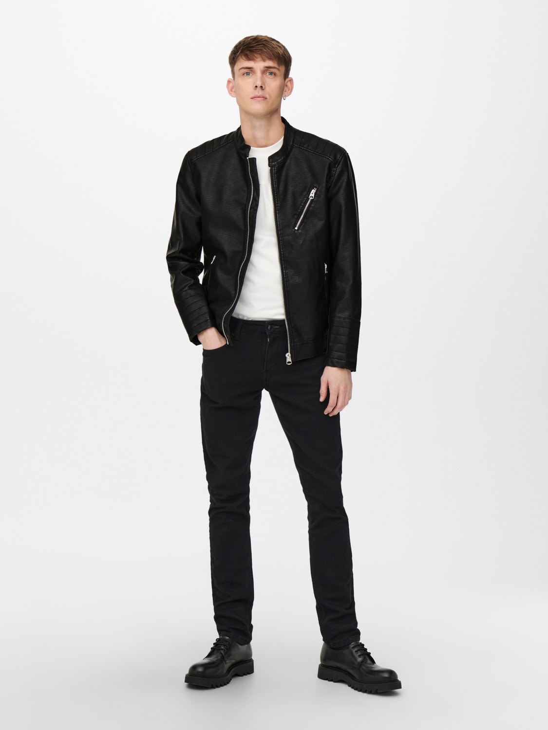ONLY & SONS Leather look jacket -Black - 22020741