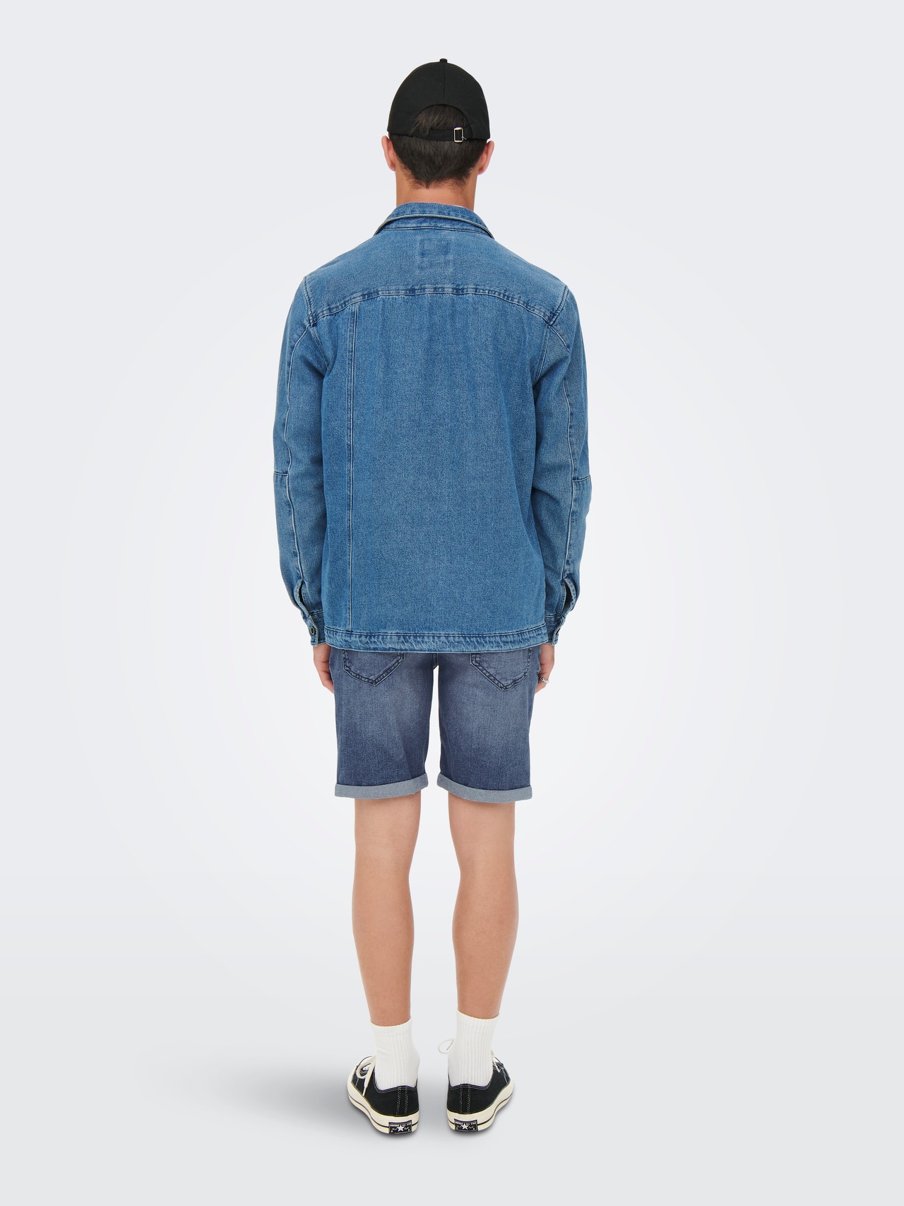 ONLY & SONS Slim Fit Middels høy midje Shorts -Blue Denim - 22020754