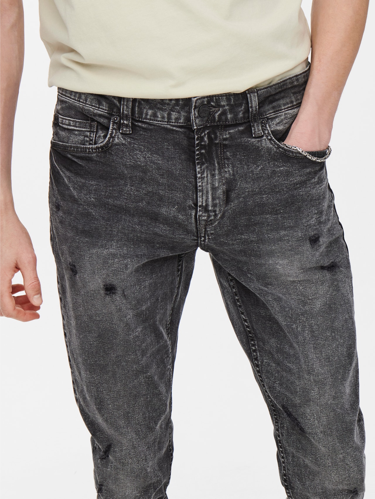 ONLY & SONS Slim fit Mid waist Jeans -Grey Denim - 22020765