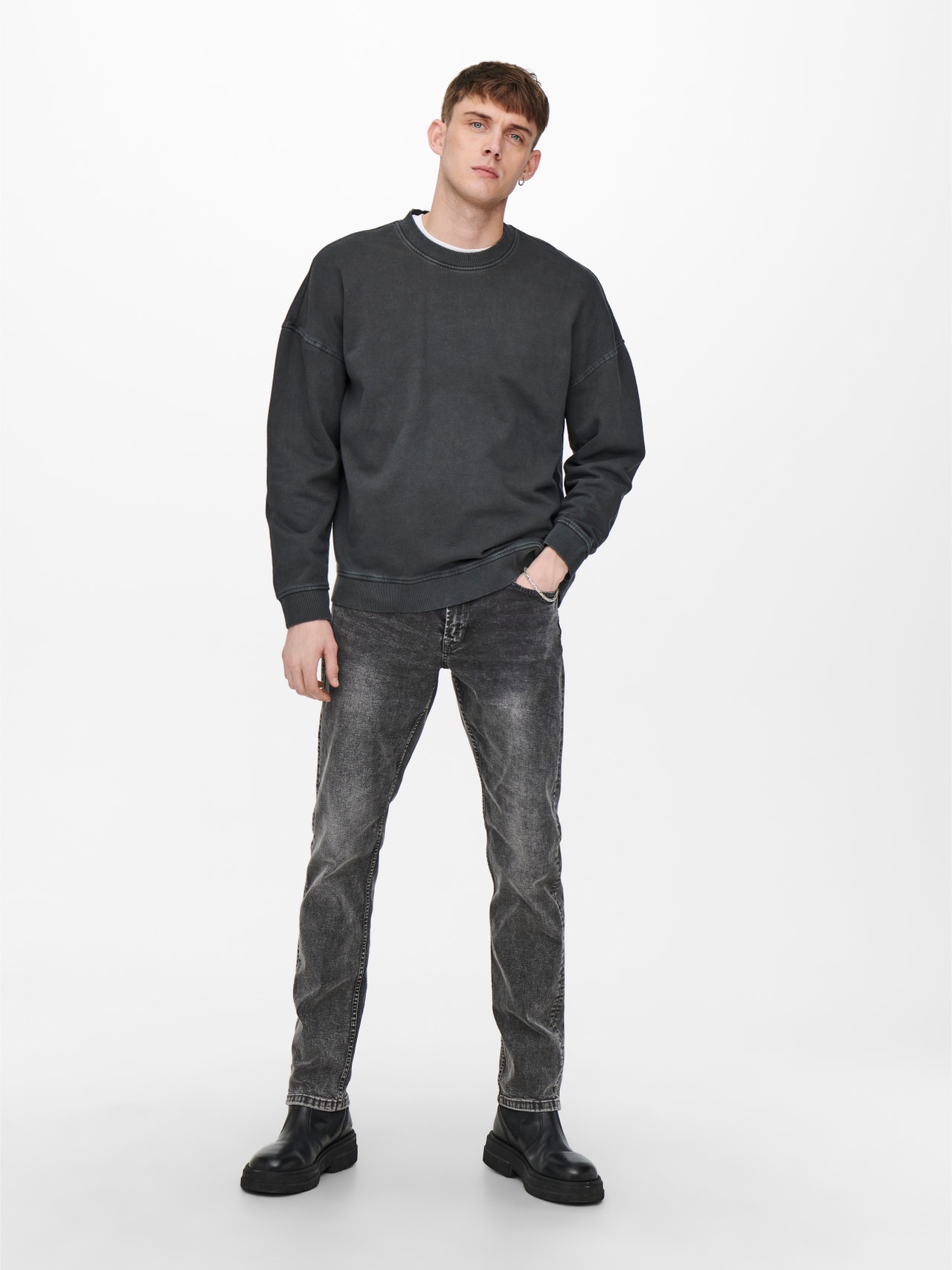 ONLY & SONS Regular Fit Middels høy midje Jeans -Grey Denim - 22020766