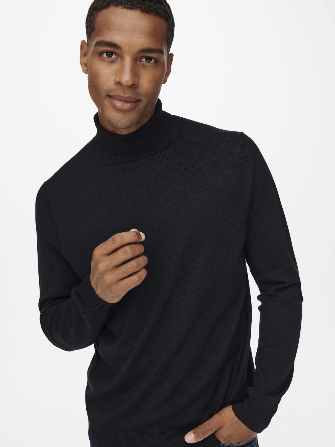 ONLY & SONS Roll neck knitted pullover -Black - 22020879