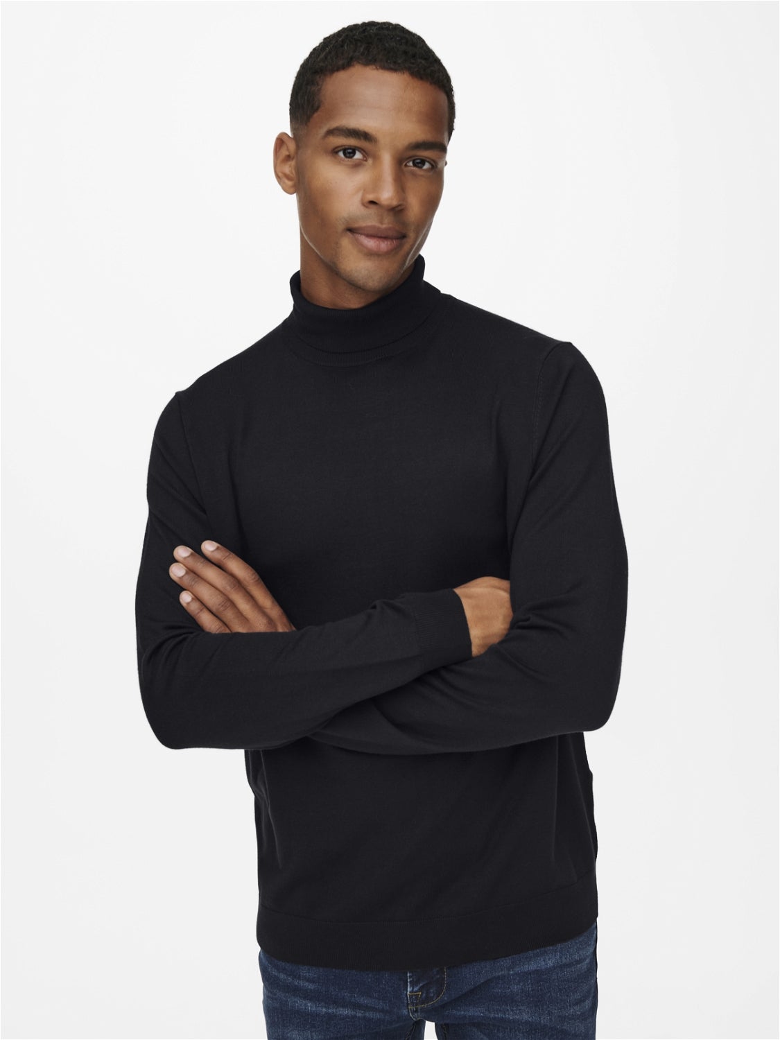 Roll neck knitted pullover | Black | ONLY & SONS®