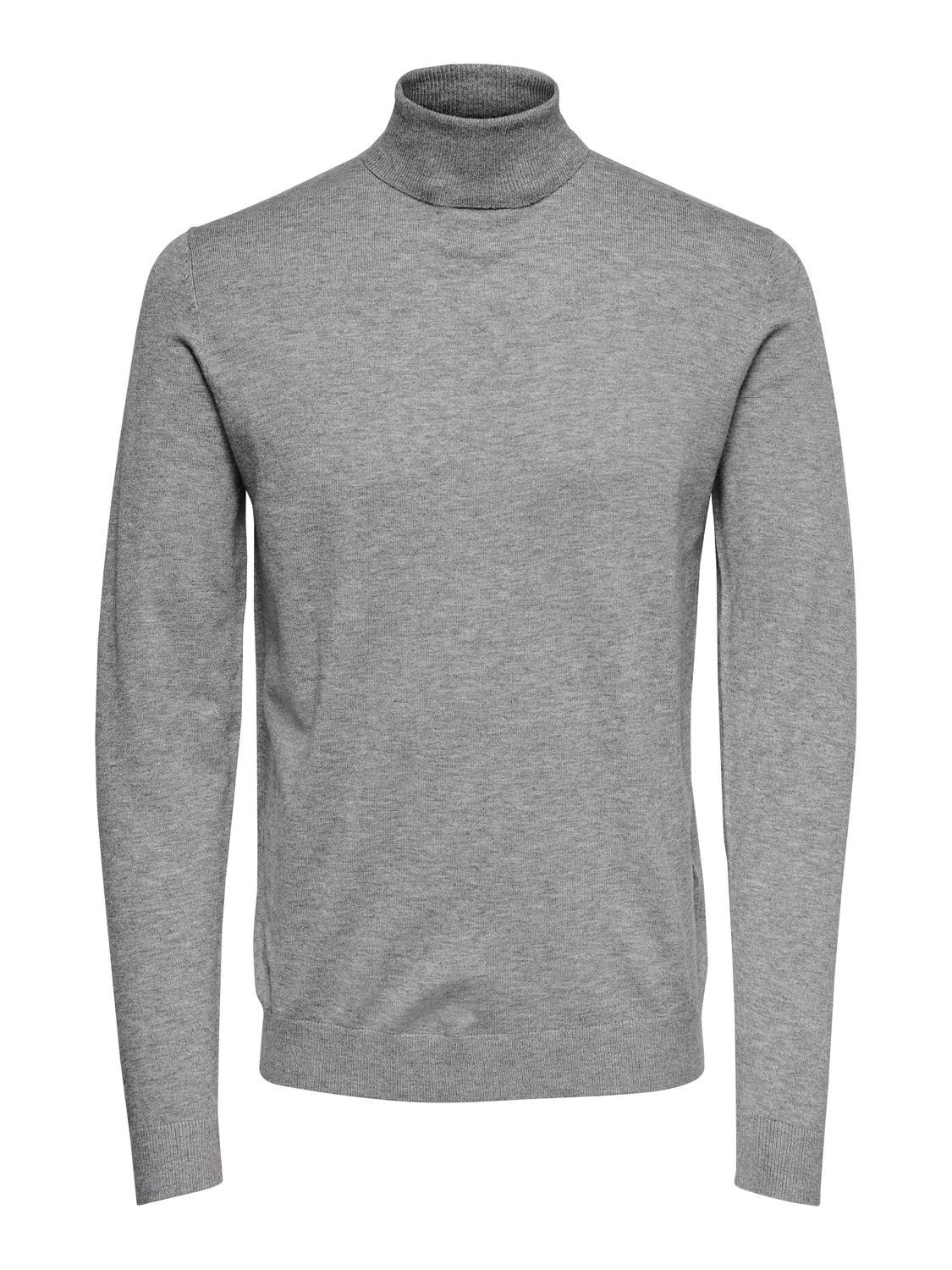 Roll neck knitted pullover | Medium Grey | ONLY & SONS®