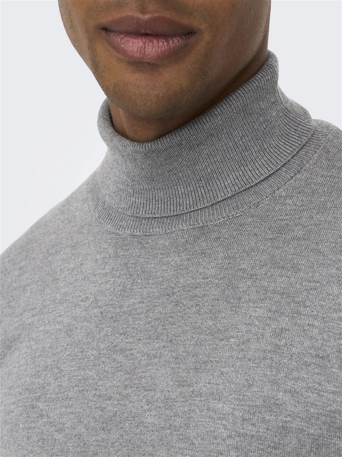 ONLY & SONS Roll neck knitted pullover -Medium Grey Melange - 22020879
