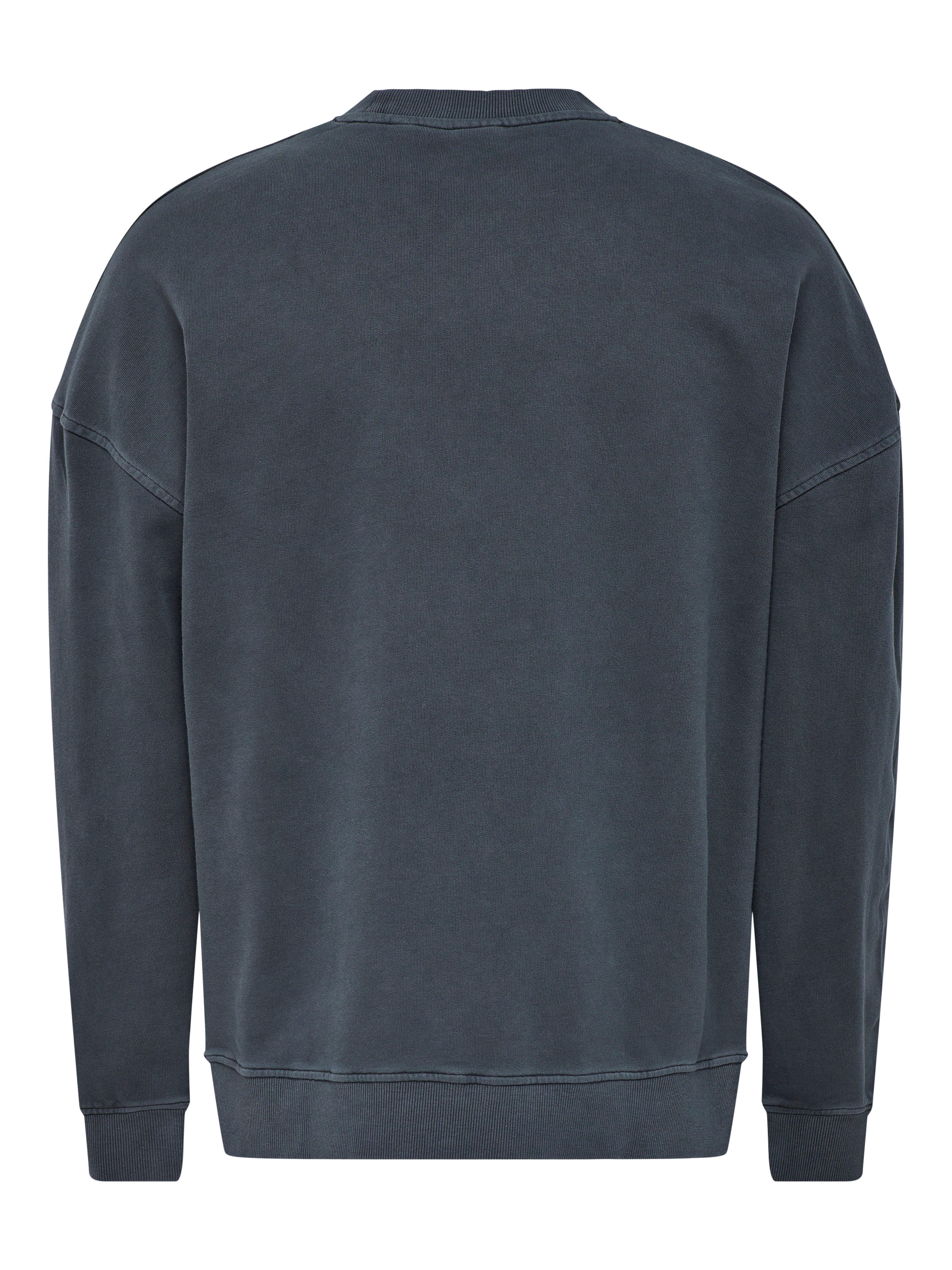 plain navy blue crewneck sweatshirt