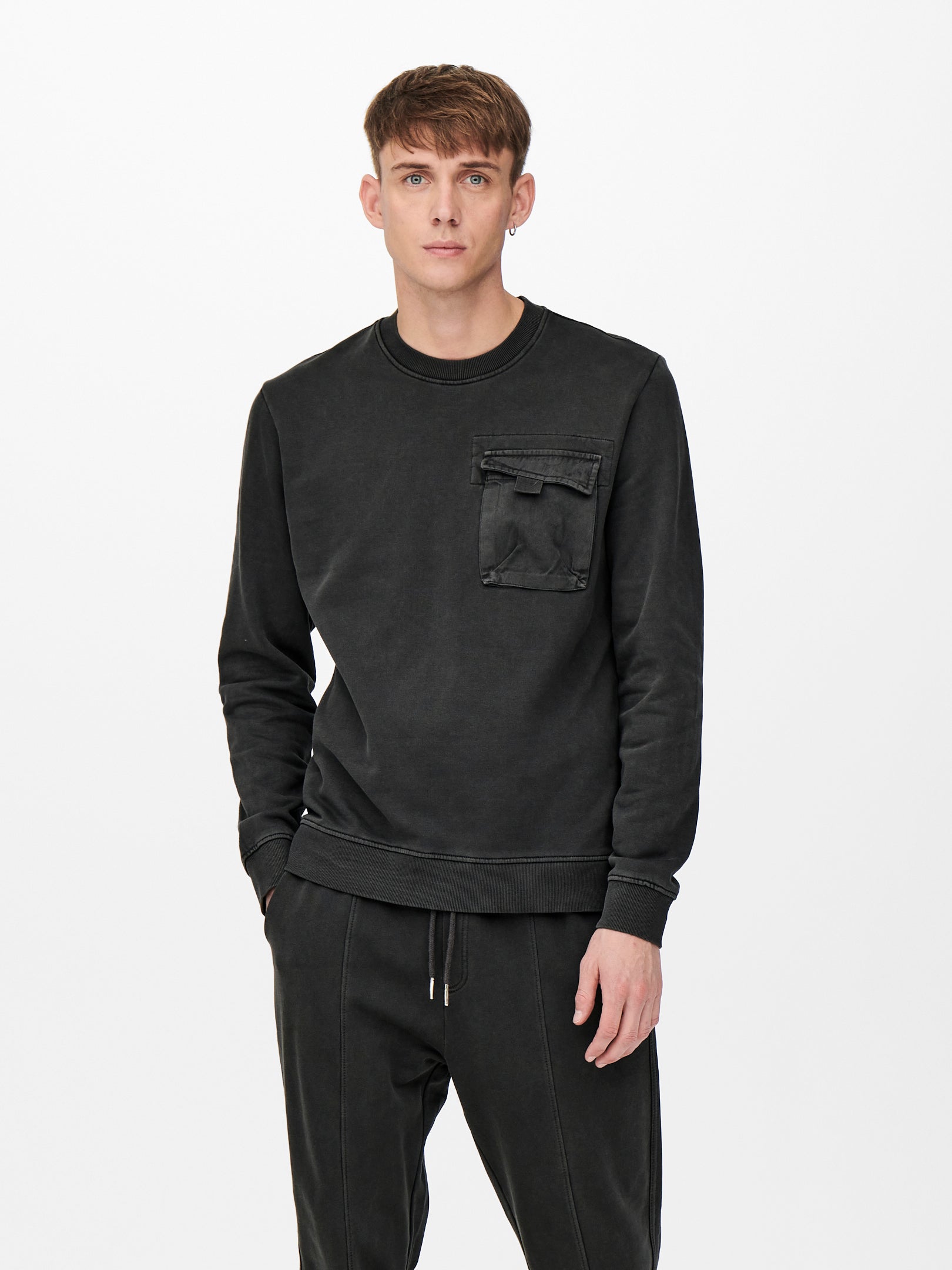 Logo printed hoodie sweatshirt | Black | ONLY u0026 SONS®