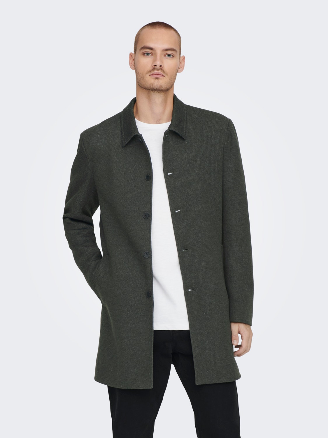 ONLY & SONS Solid color coat -Peat - 22020970