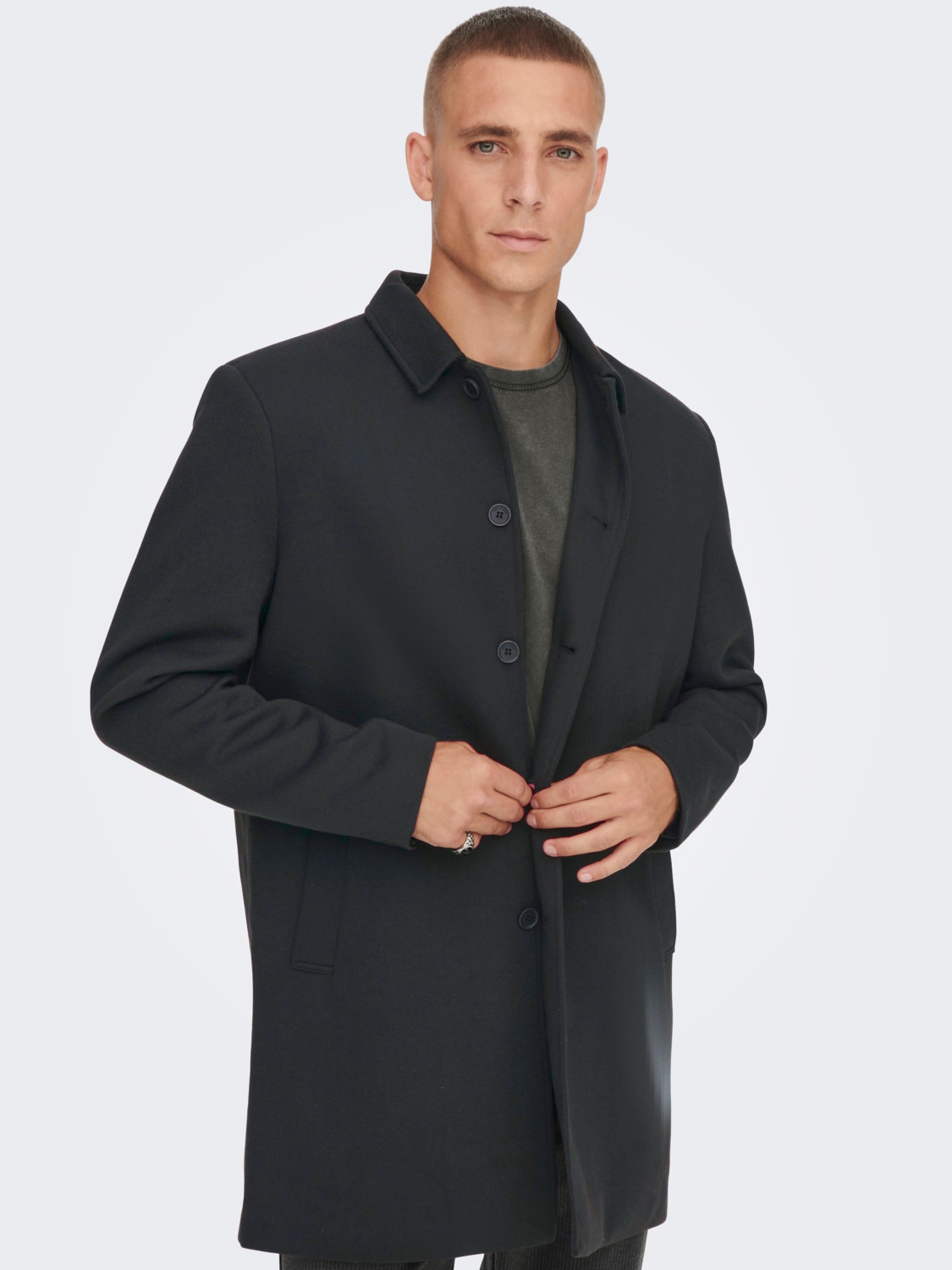 ONLY & SONS Solid color coat -Black - 22020970