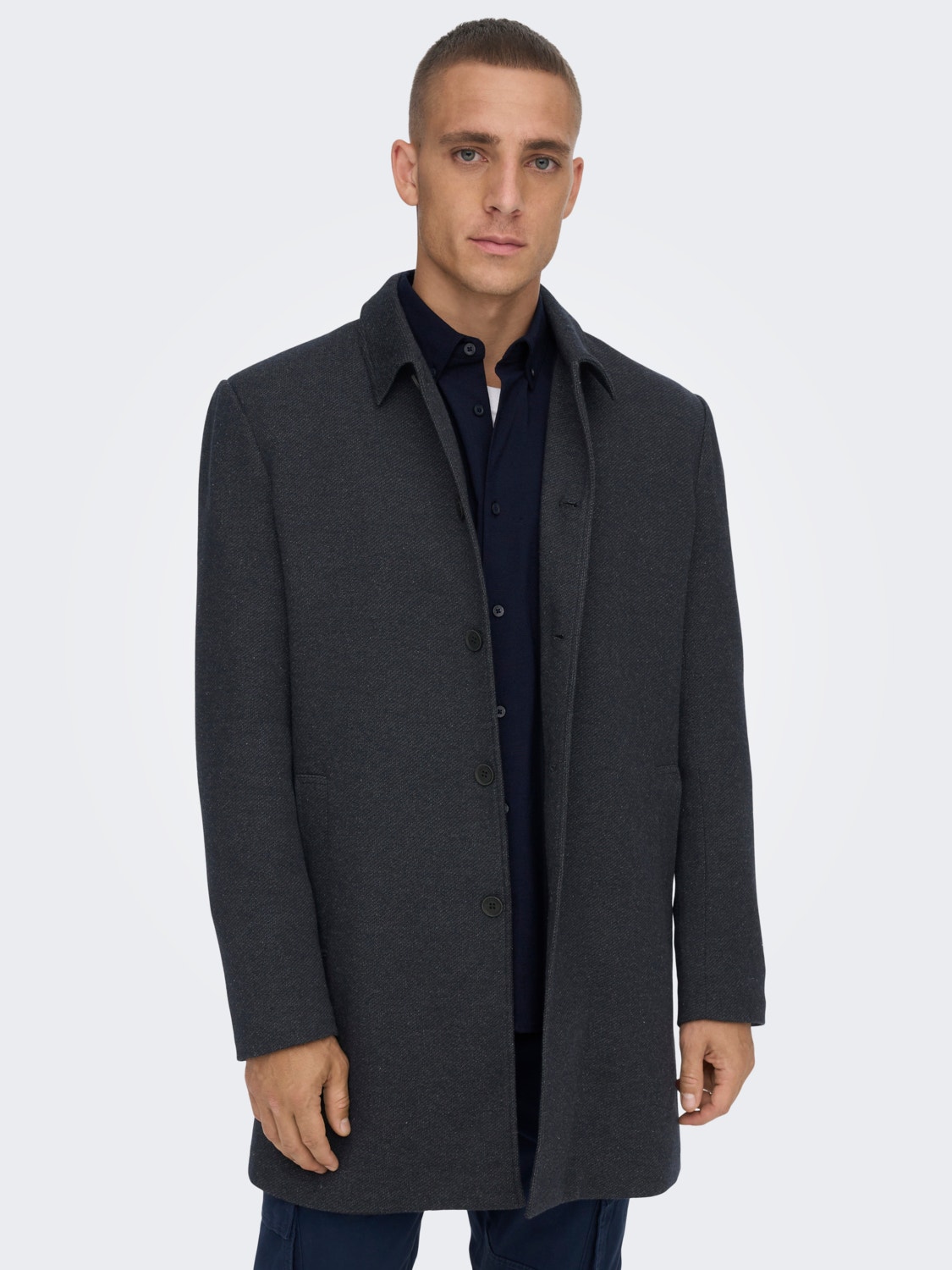 ONLY & SONS Spread collar Slit with buttons Coat -Night Sky - 22020970