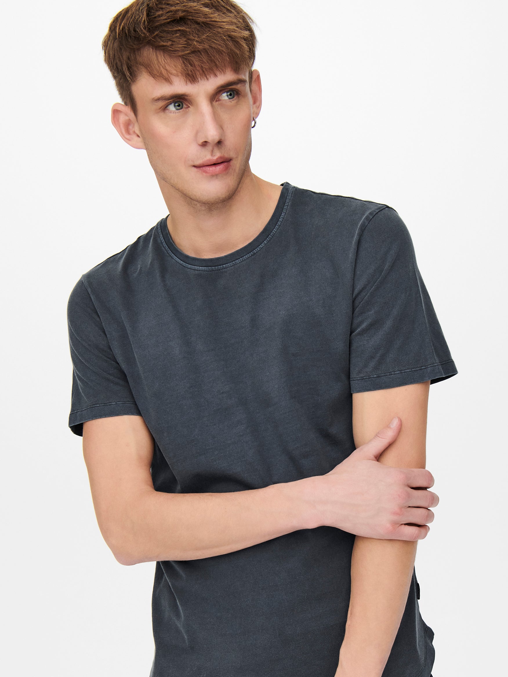 Line Fit O-Neck T-Shirt | Medium Blue 