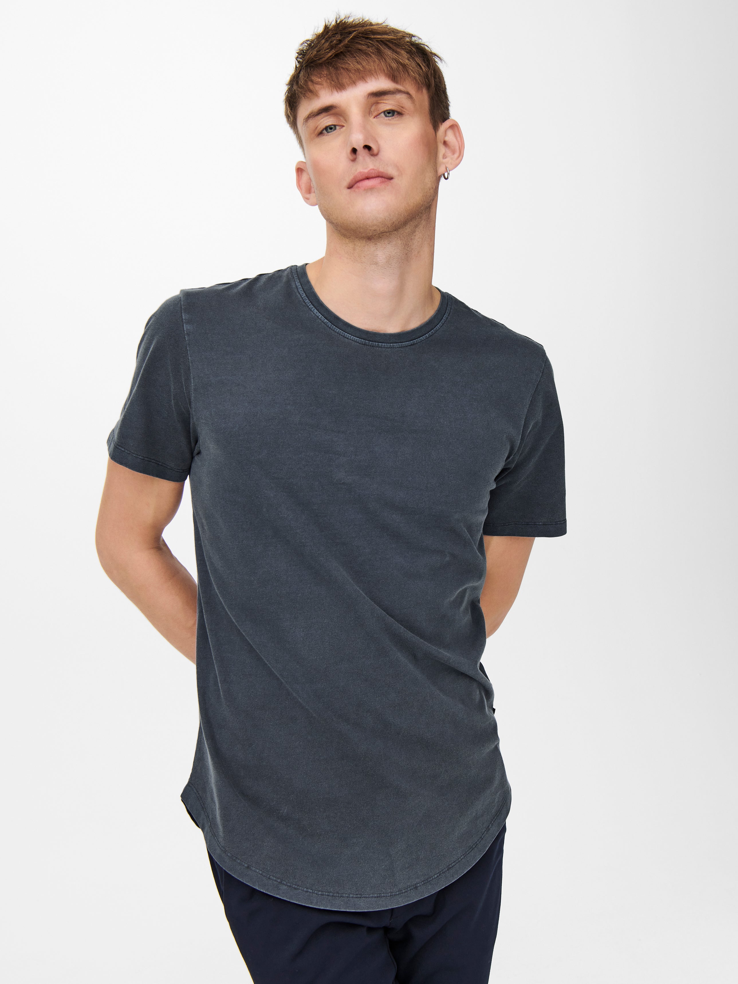 Line Fit O-Neck T-Shirt | Medium Blue 