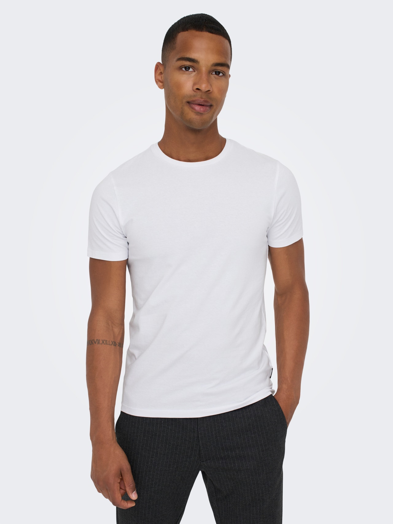 ONLY & SONS T-shirt Slim Fit Paricollo -White - 22021181