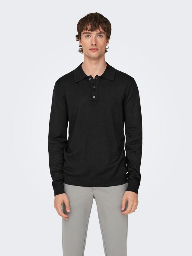 ONLY & SONS Knit polo with long sleeves - 22021184