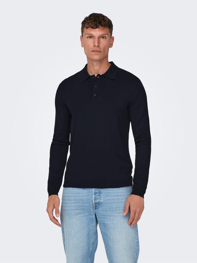 ONLY & SONS Knit polo with long sleeves - 22021184