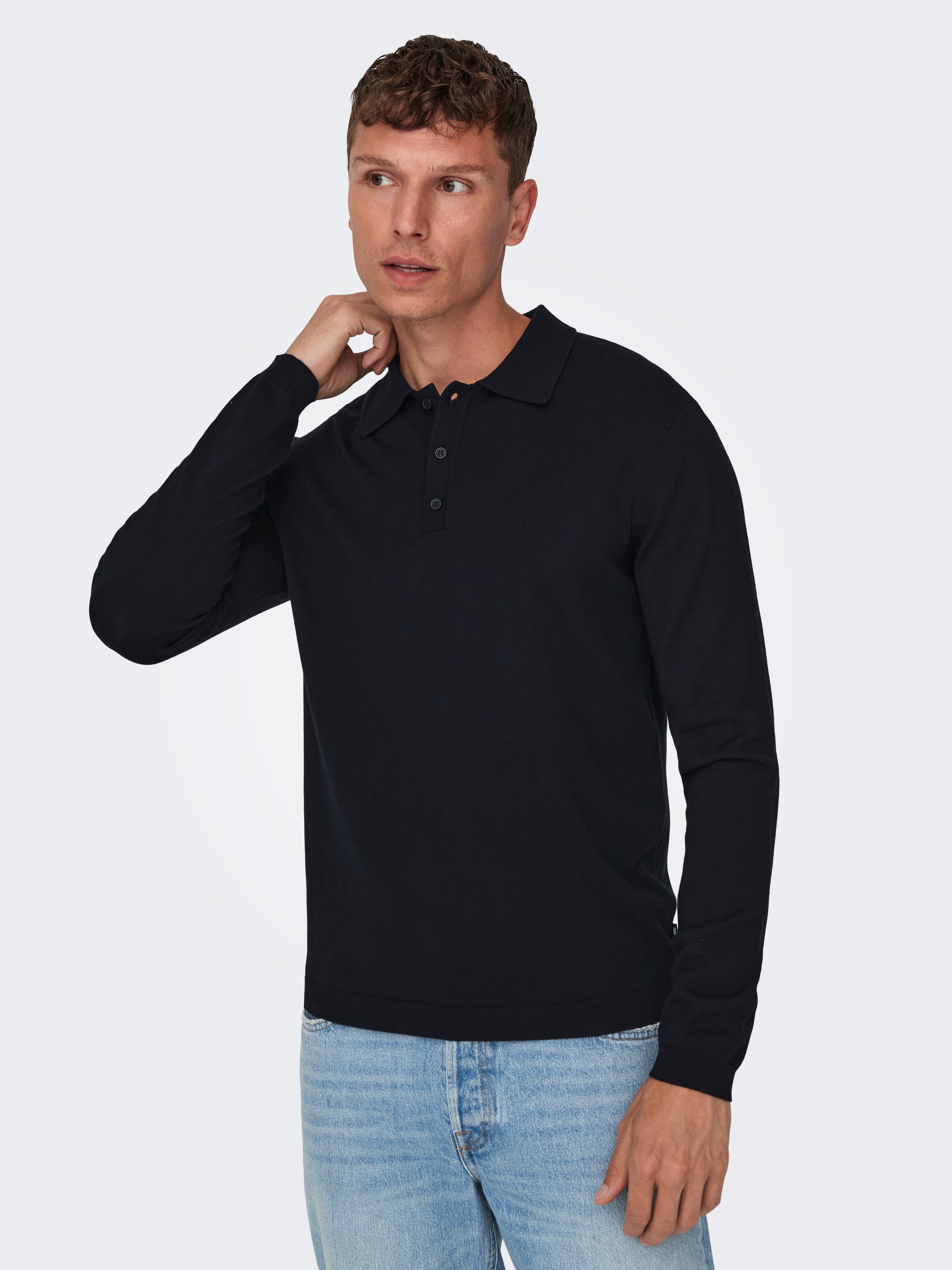 Long sleeve polo knitwear sale