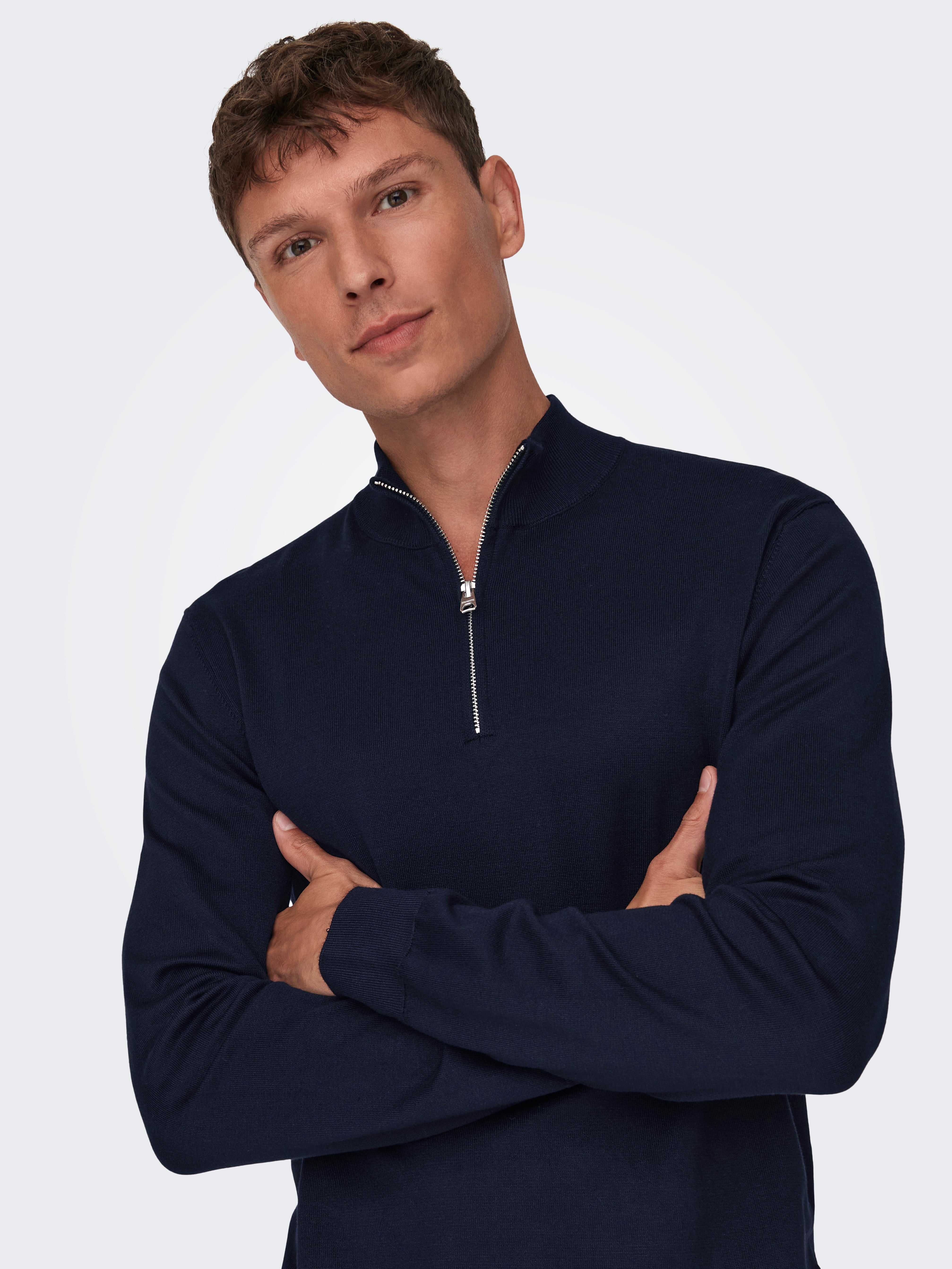 naptime SWEAT NAVYセット Navy fleece sweatshirt with colored piping – Eden Park