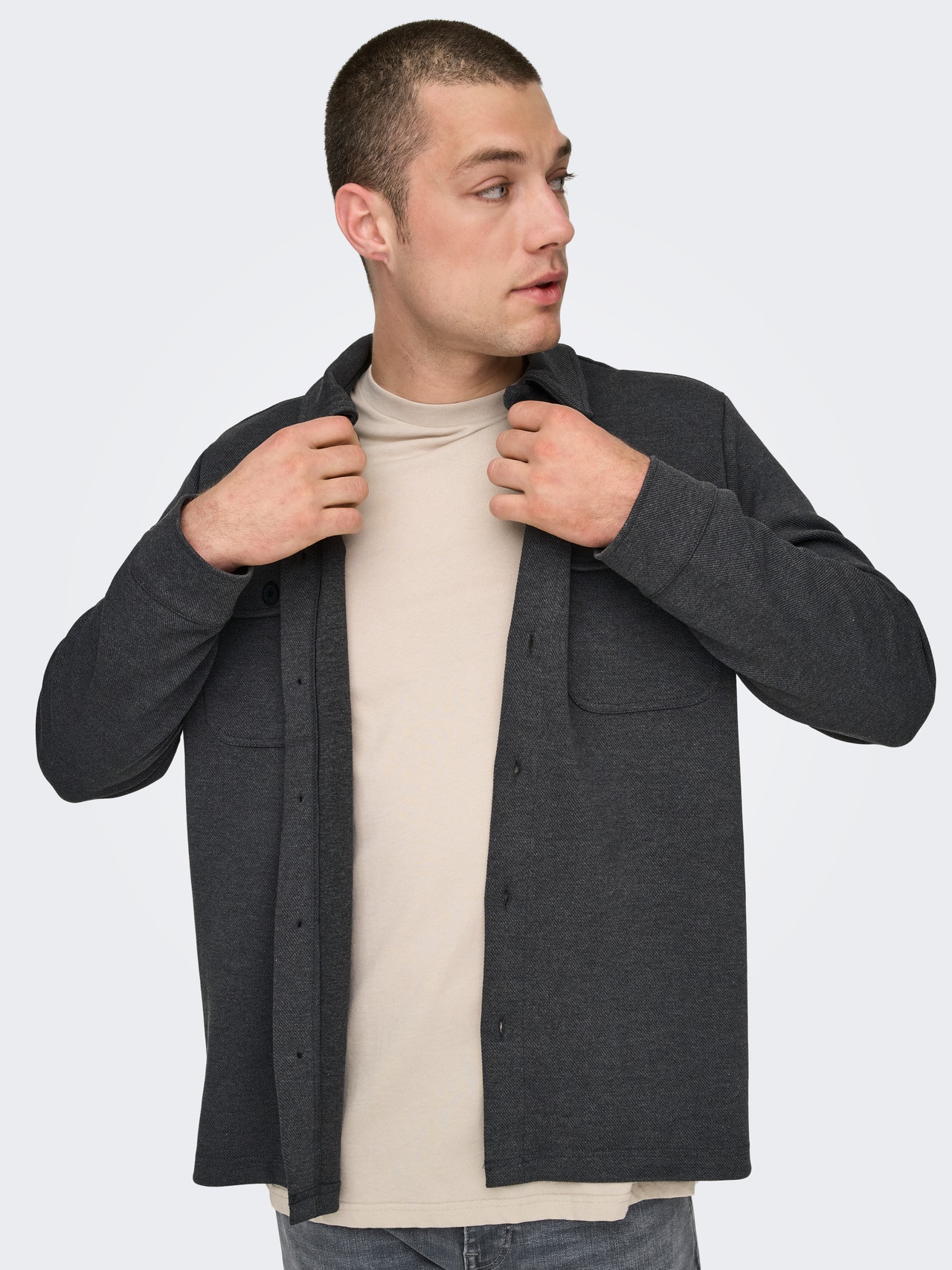 ONLY & SONS Regular Fit Shirt collar Shirt -Dark Grey Melange - 22021279