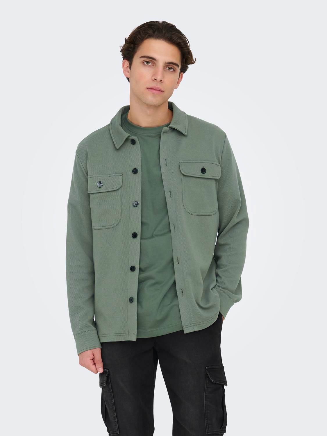 ONLY & SONS Regular fit Overhemd kraag Overhemd -Castor Gray - 22021279