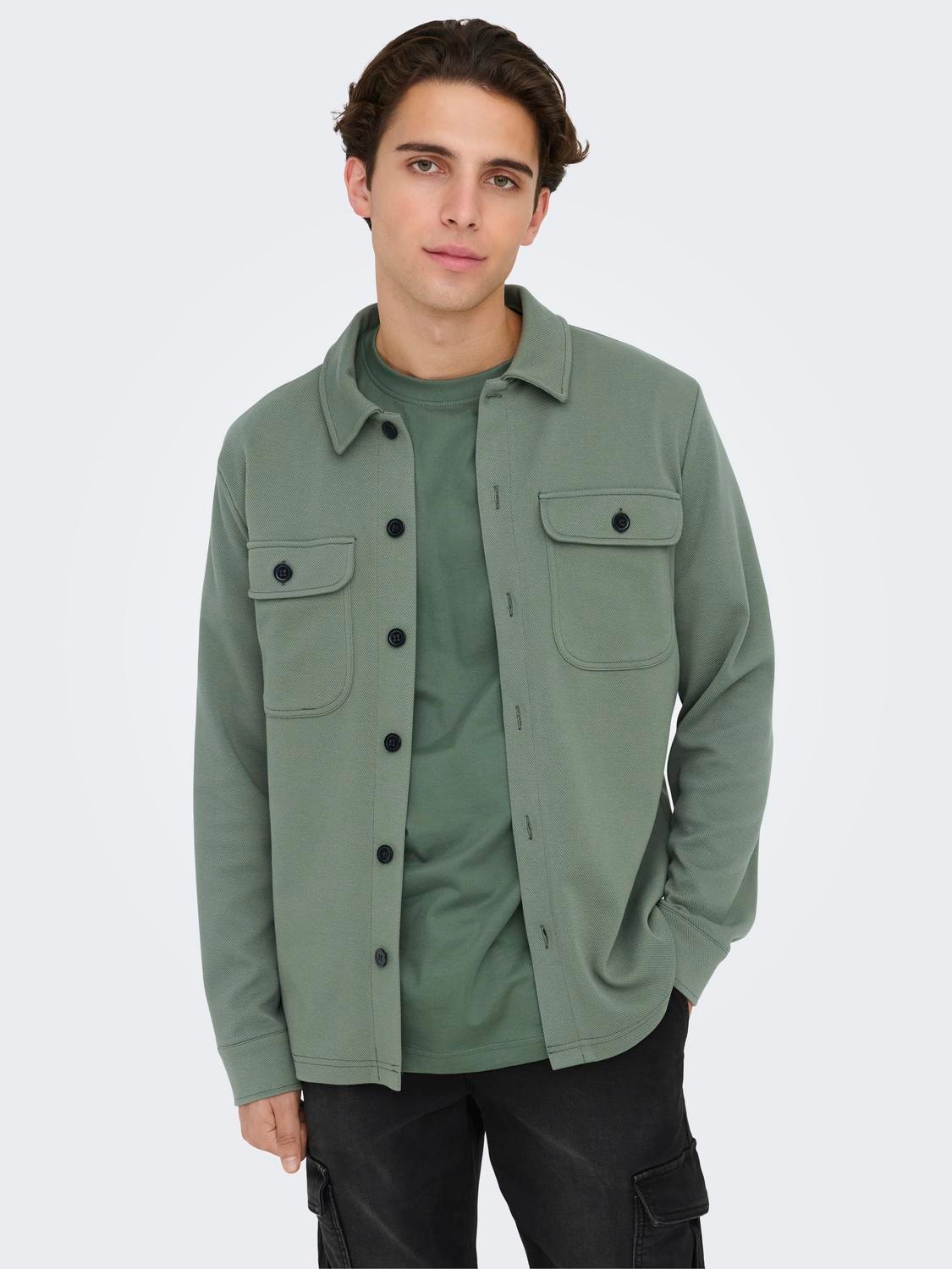 ONLY & SONS Regular fit Overhemd kraag Overhemd -Castor Gray - 22021279