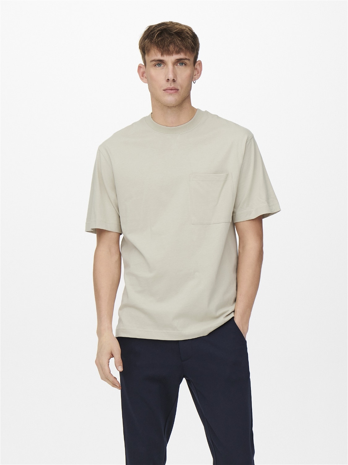 ONLY & SONS Oversized t-shirt med brystlomme -Pelican - 22021324
