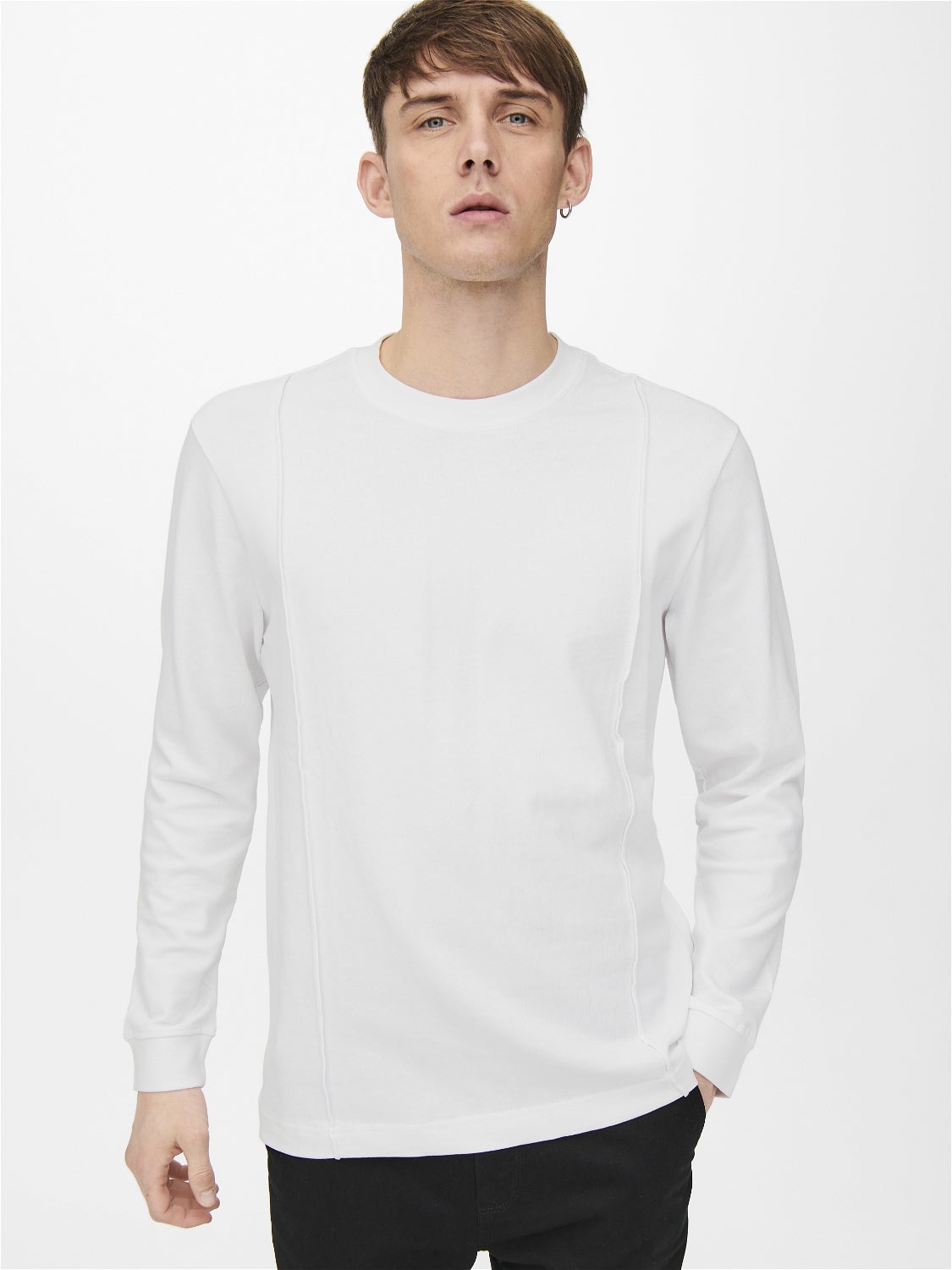 Plain white long sleeve hotsell t shirt