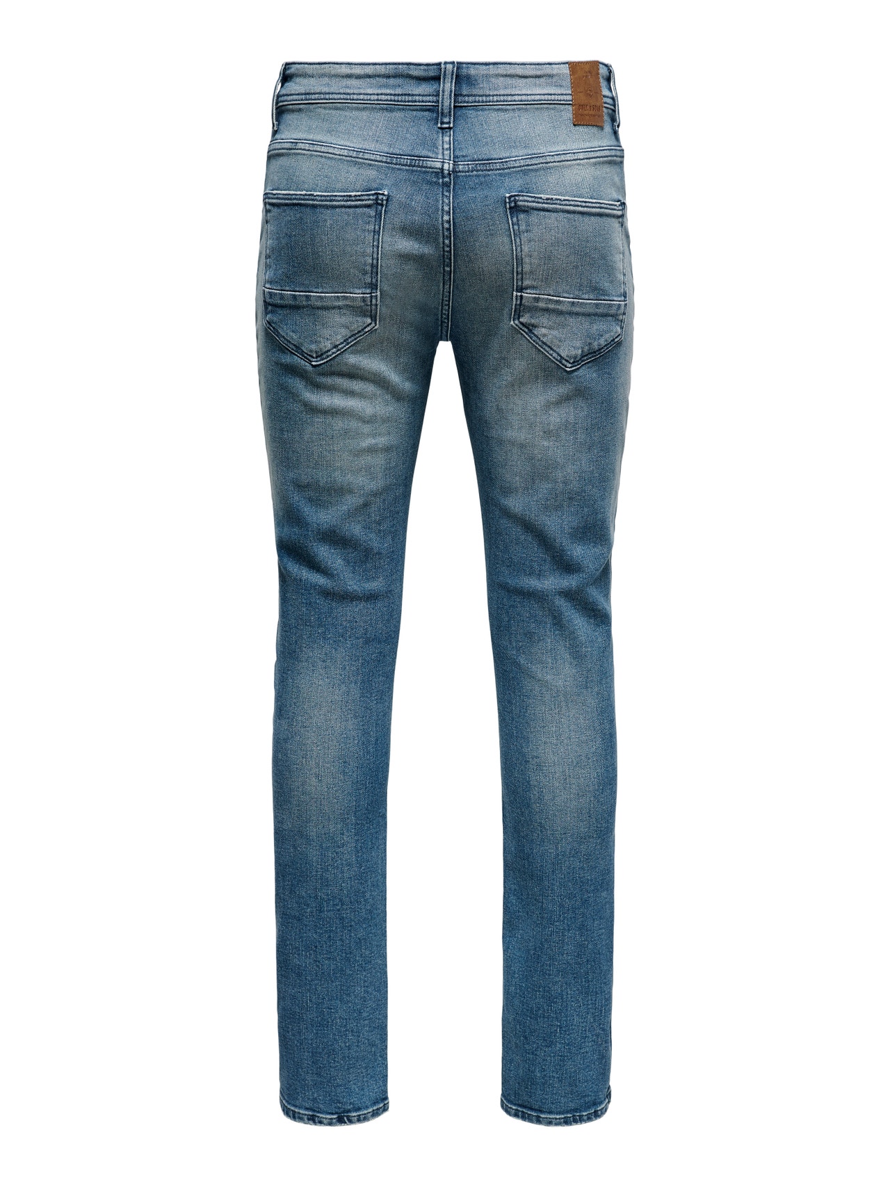 ONLY & SONS Slim Fit Mittlere Taille Offener Saum Jeans -Blue Denim - 22021423