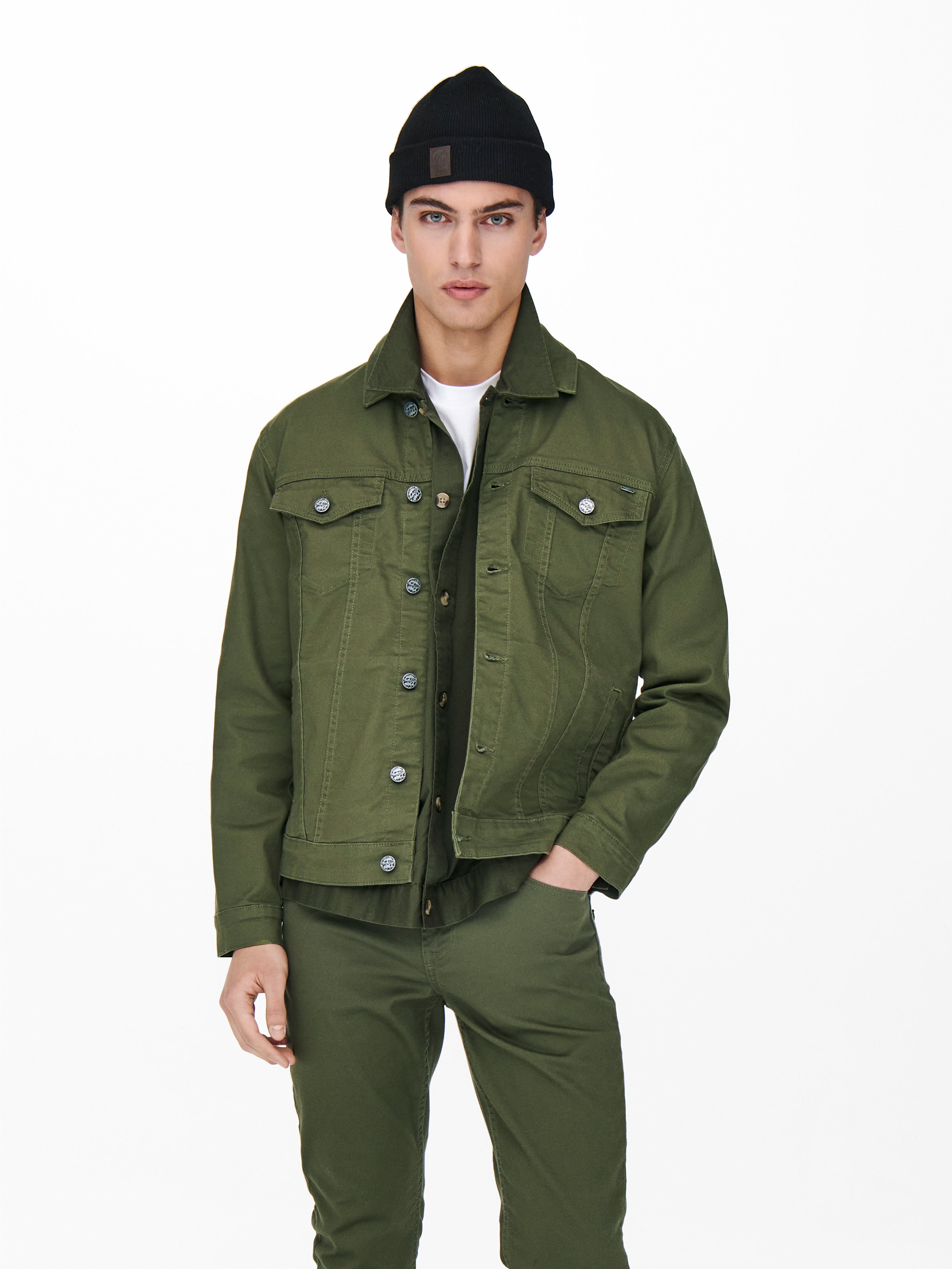 dark green colour denim jacket