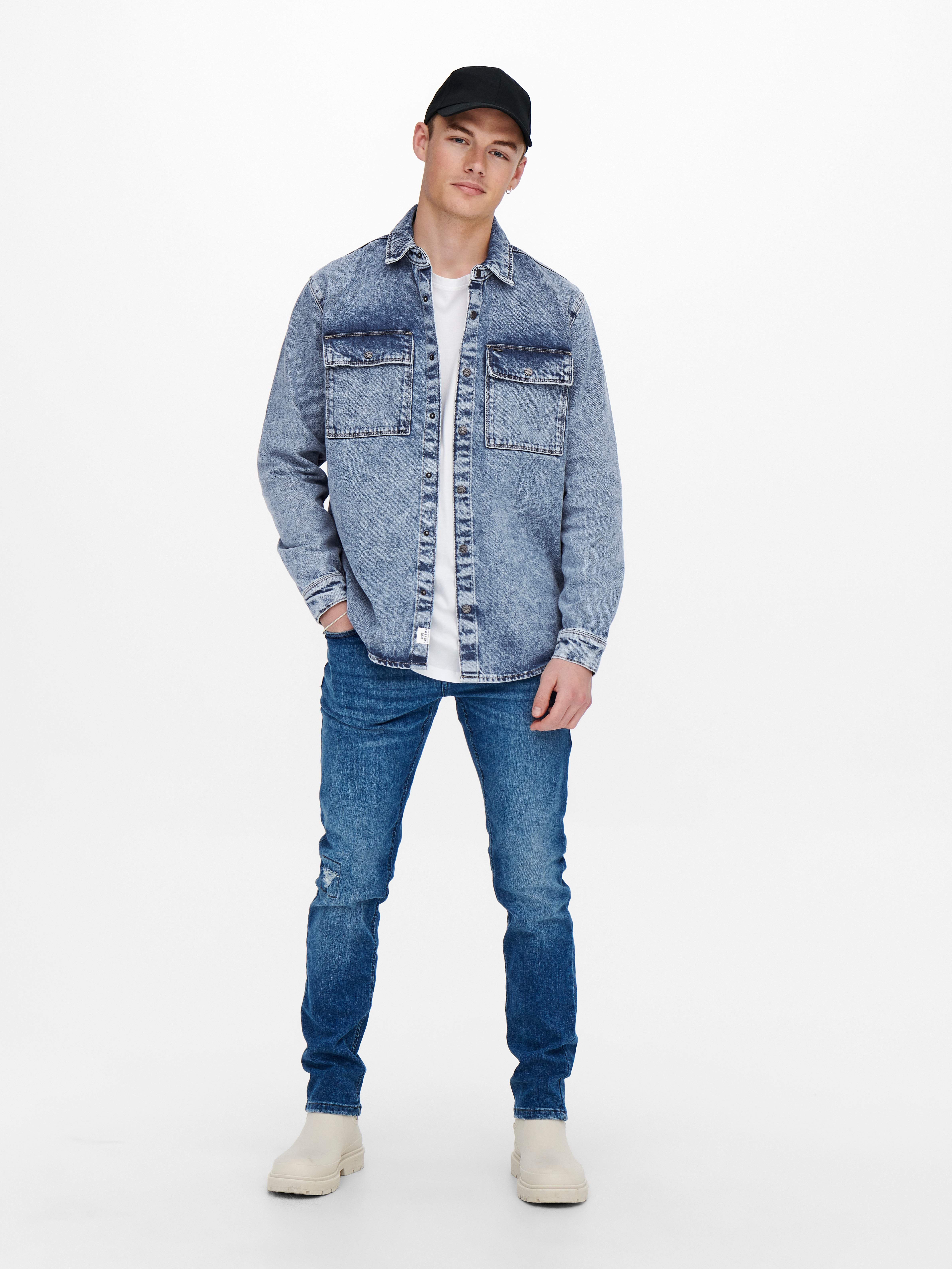 Vintage CARRERA Stonewashed Denim Shirt Blue Jeans Snap Buttons Overshirt  Mens Size Large 41/42 - Etsy