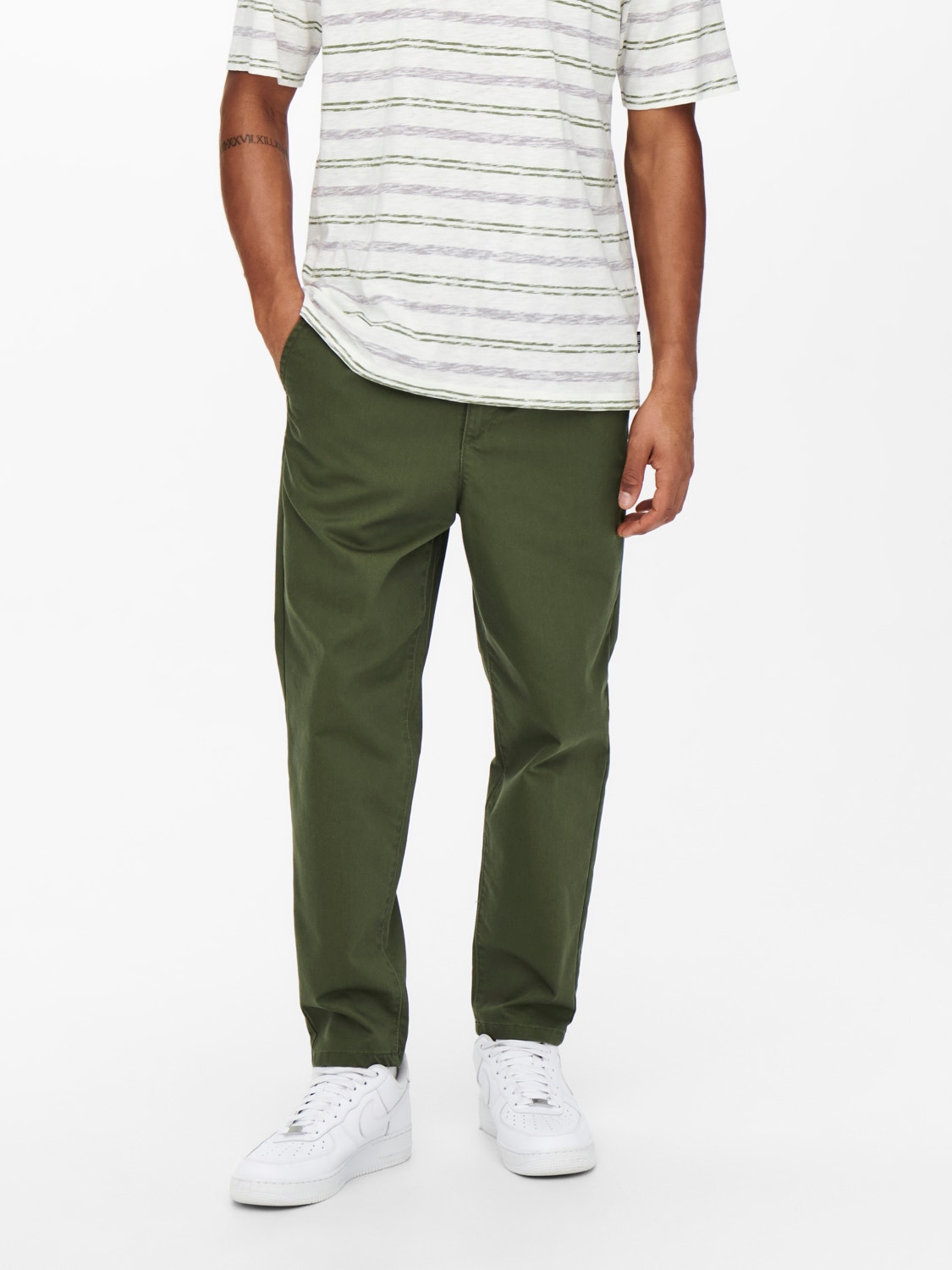 Cropped chinos | Green | ONLY &