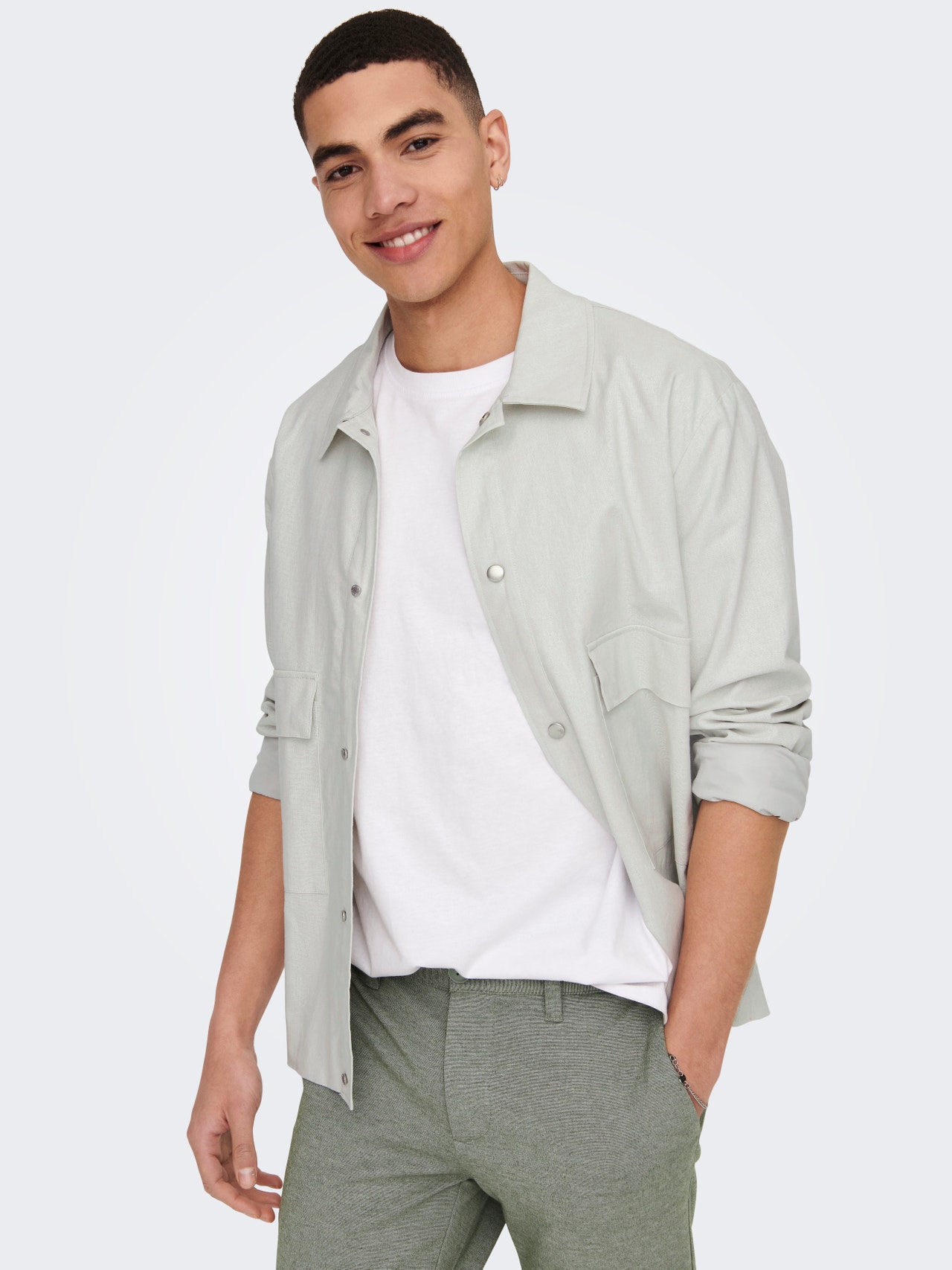 ONLY & SONS Overshirt with button closure -Moonstruck - 22021513