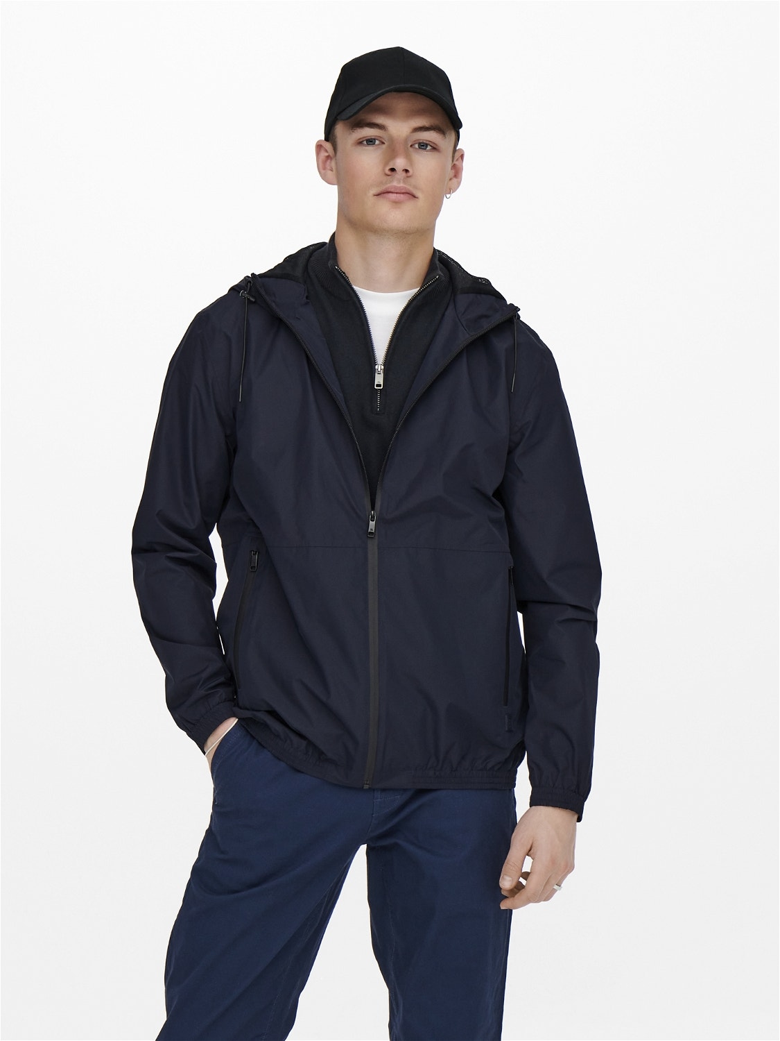 ONLY & SONS Hood with string regulation Elasticated cuffs Jacket -Dark Navy - 22021518