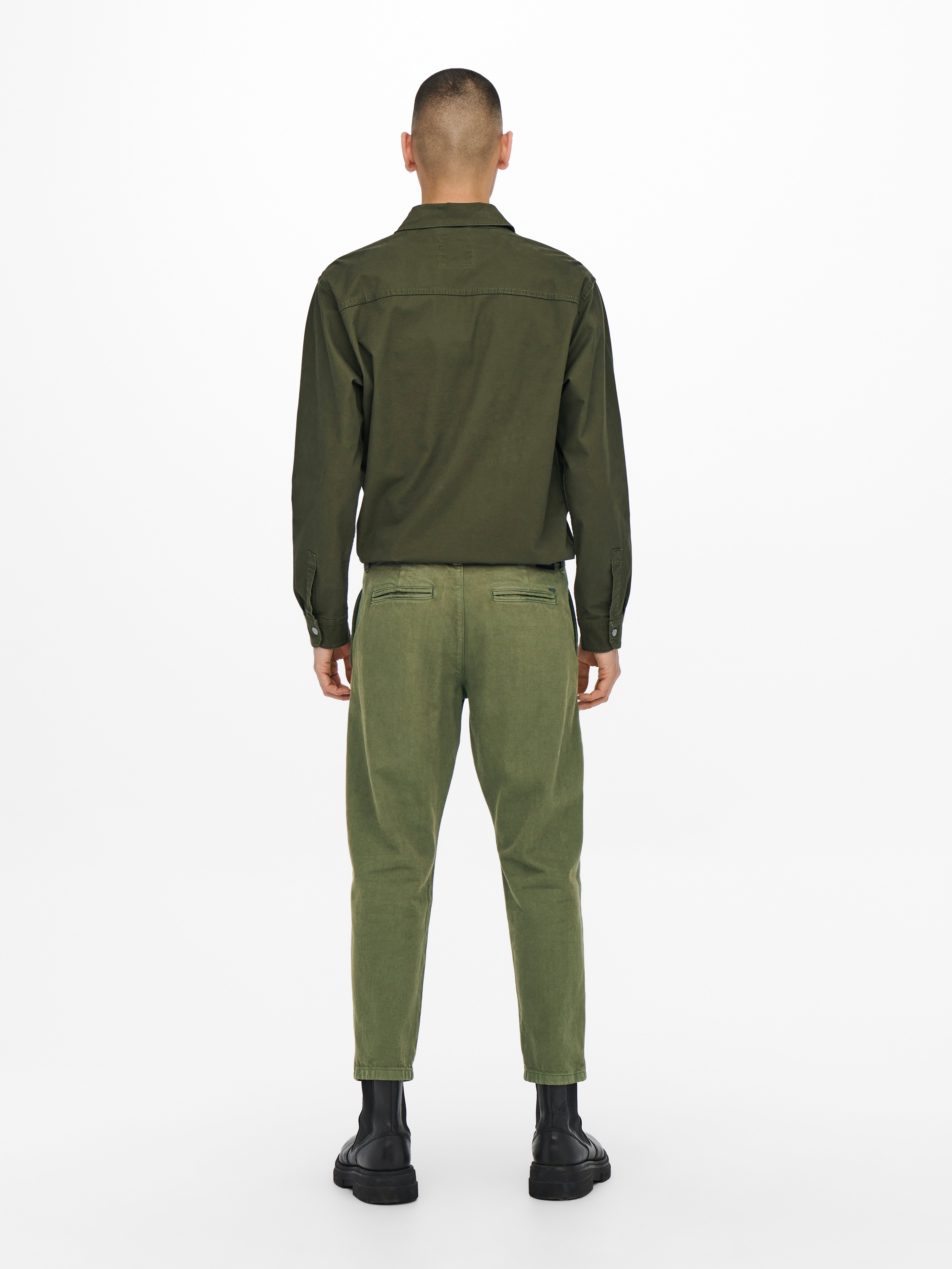 Tapered Fit Chinos | Dark Green | ONLY 