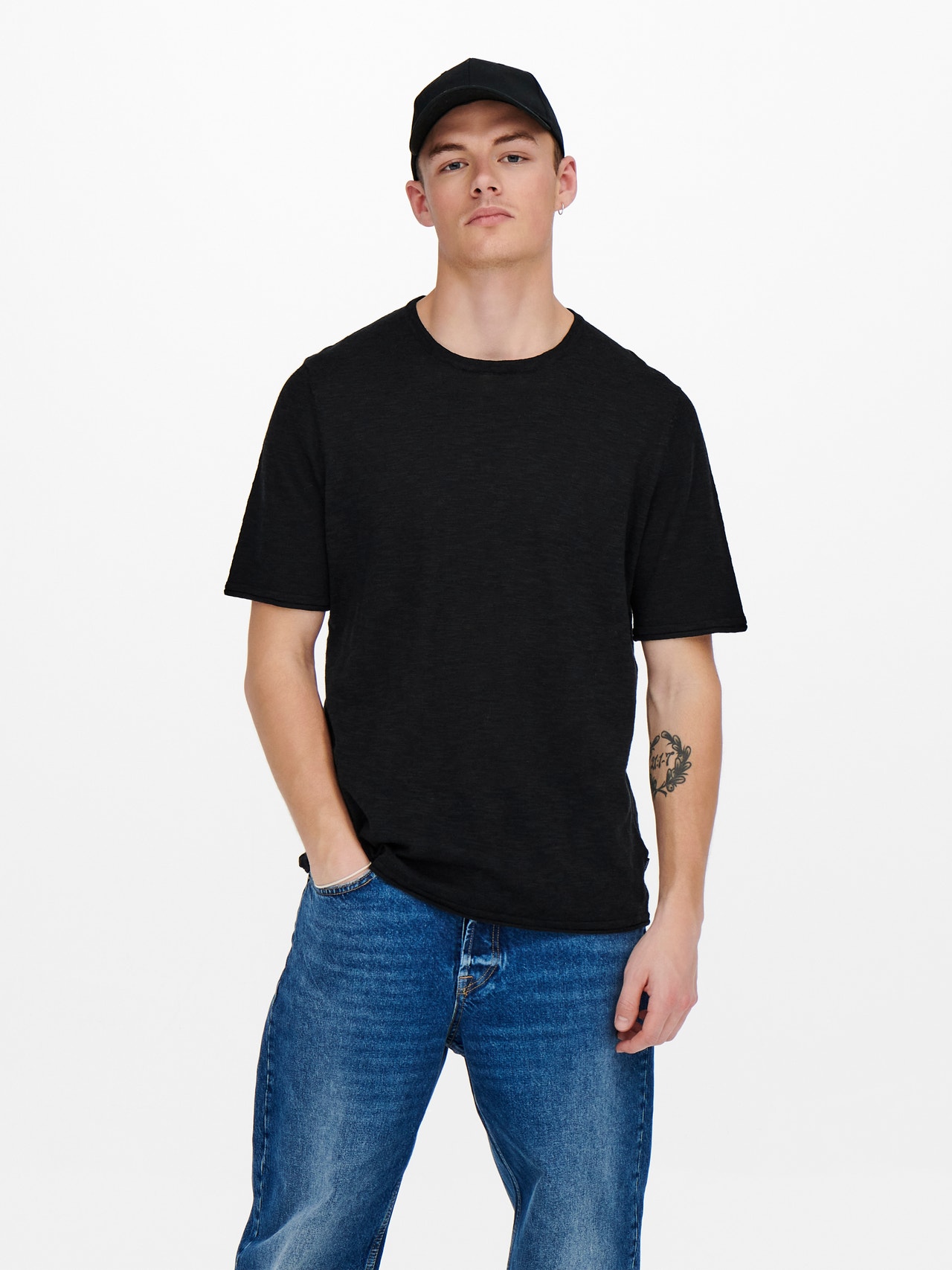 ONLY & SONS Strikket t-shirt -Black - 22021635