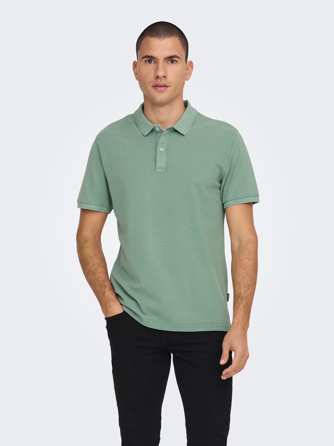 ONLY & SONS Slim Fit O-hals Poloskjorte -Chinois Green - 22021769