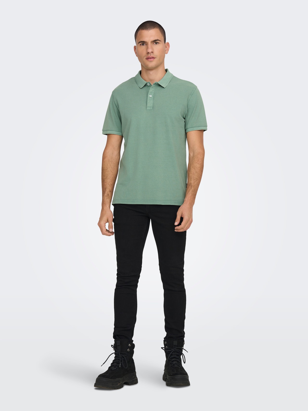 ONLY & SONS Slim Fit Rundhals Poloshirt -Chinois Green - 22021769