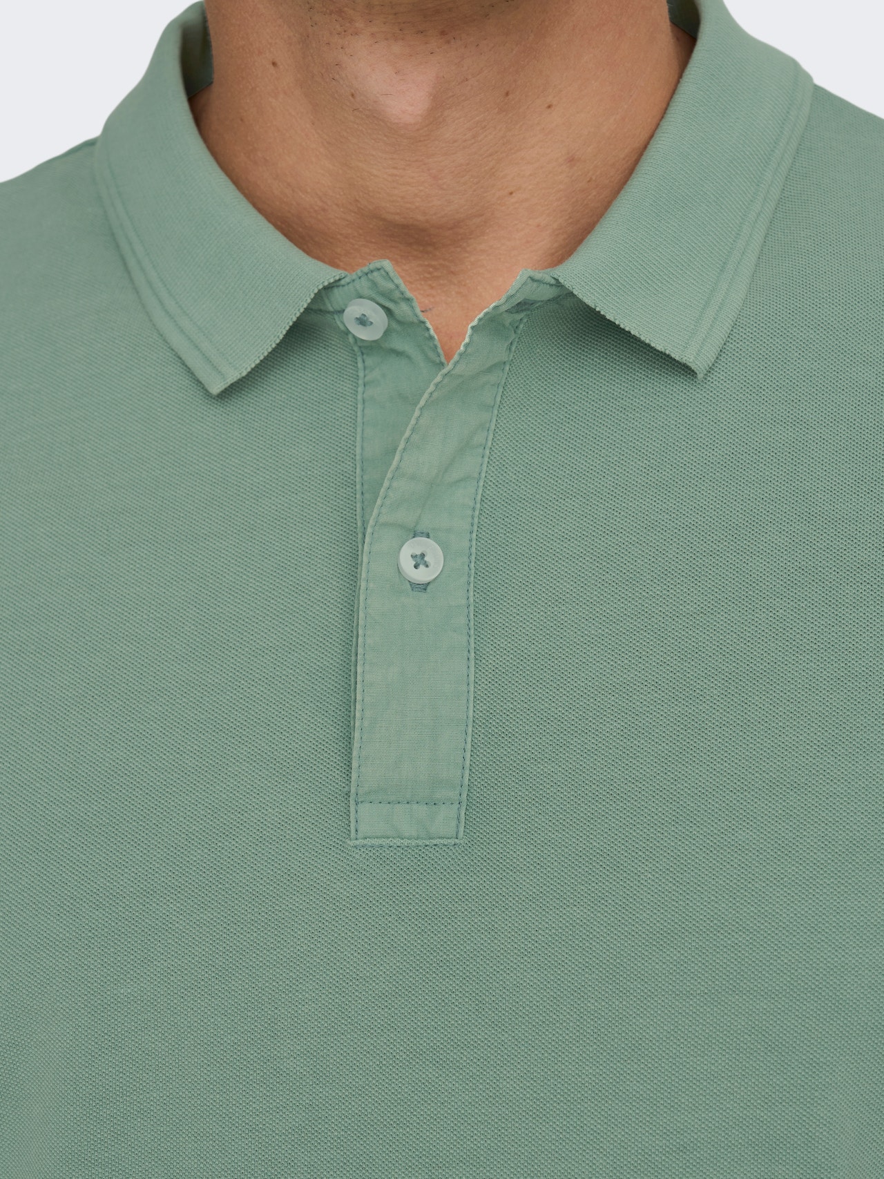 ONLY & SONS Slim Fit Round Neck Polo-Shirt -Chinois Green - 22021769