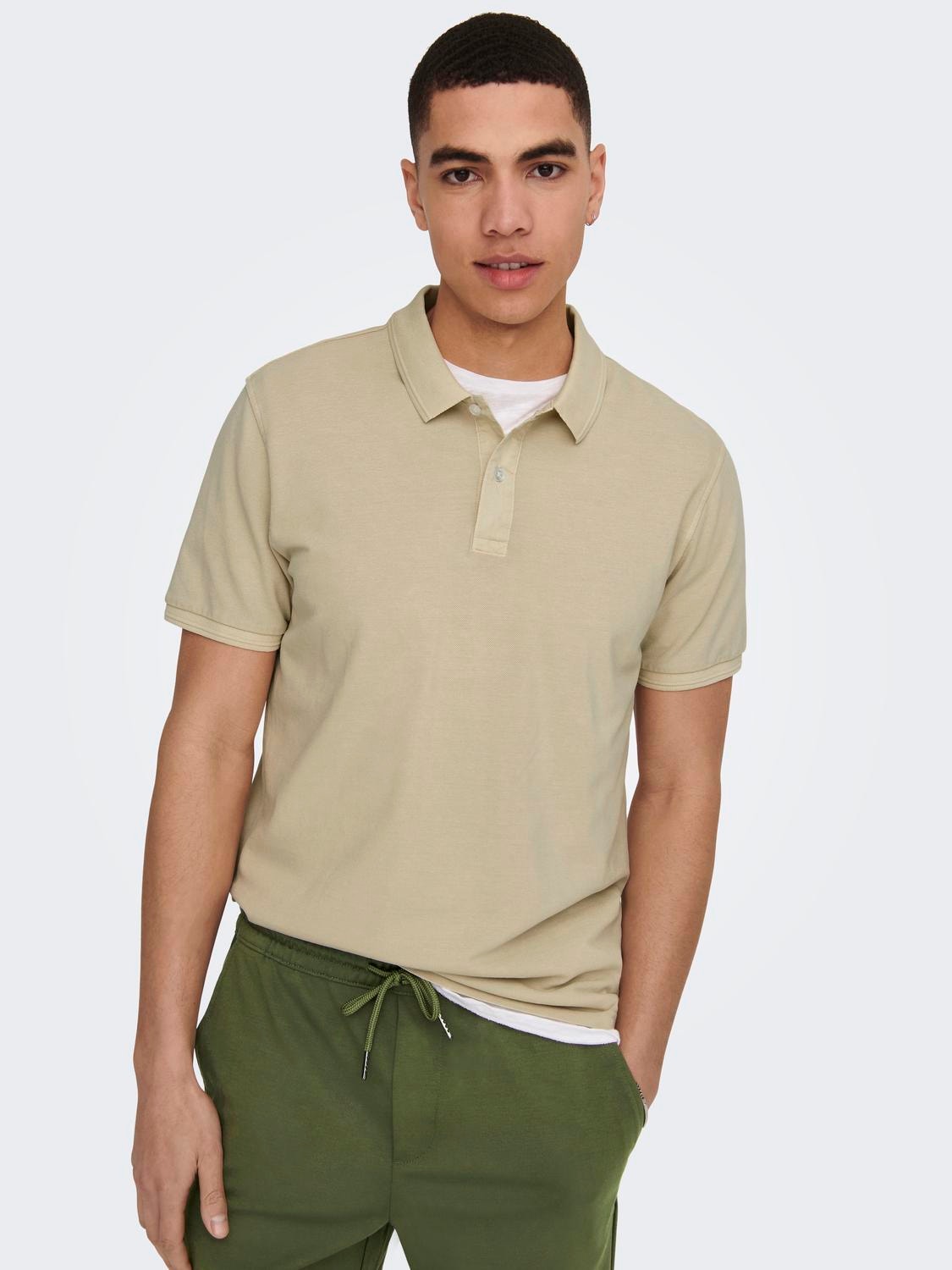 ONLY & SONS Slim Fit Rundhals Poloshirt -Moonstruck - 22021769