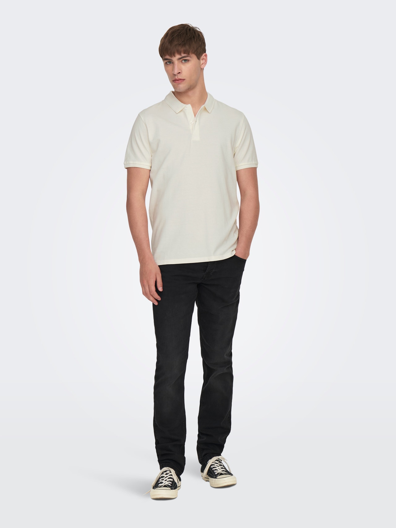 ONLY & SONS Slim fit O-hals Polo t-shirt -Cloud Dancer - 22021769
