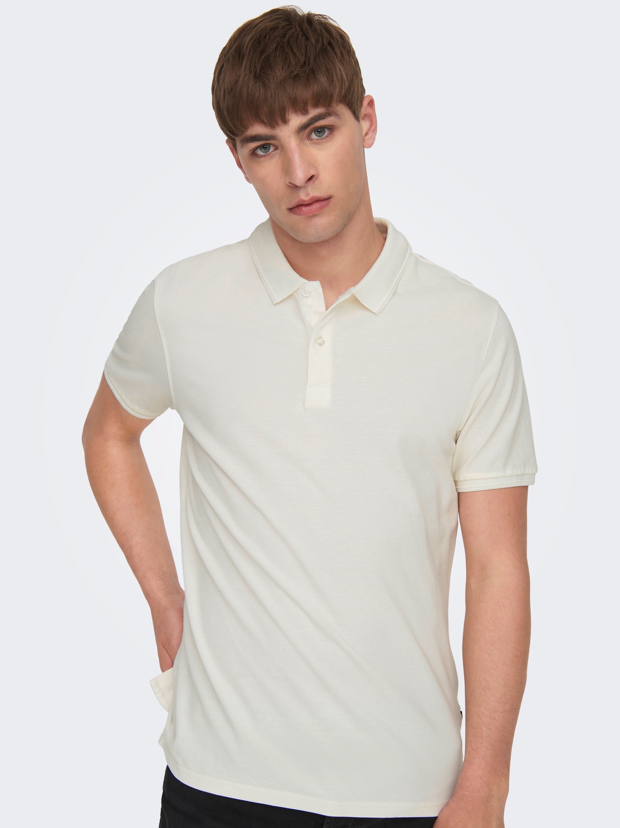 ONLY & SONS Slim fit O-hals Polo -Cloud Dancer - 22021769