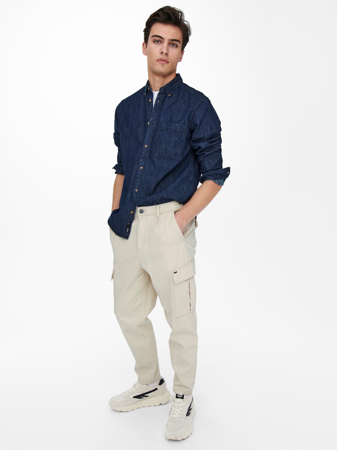 ONLY & SONS Tapered fit cargobukser -Ecru - 22021821