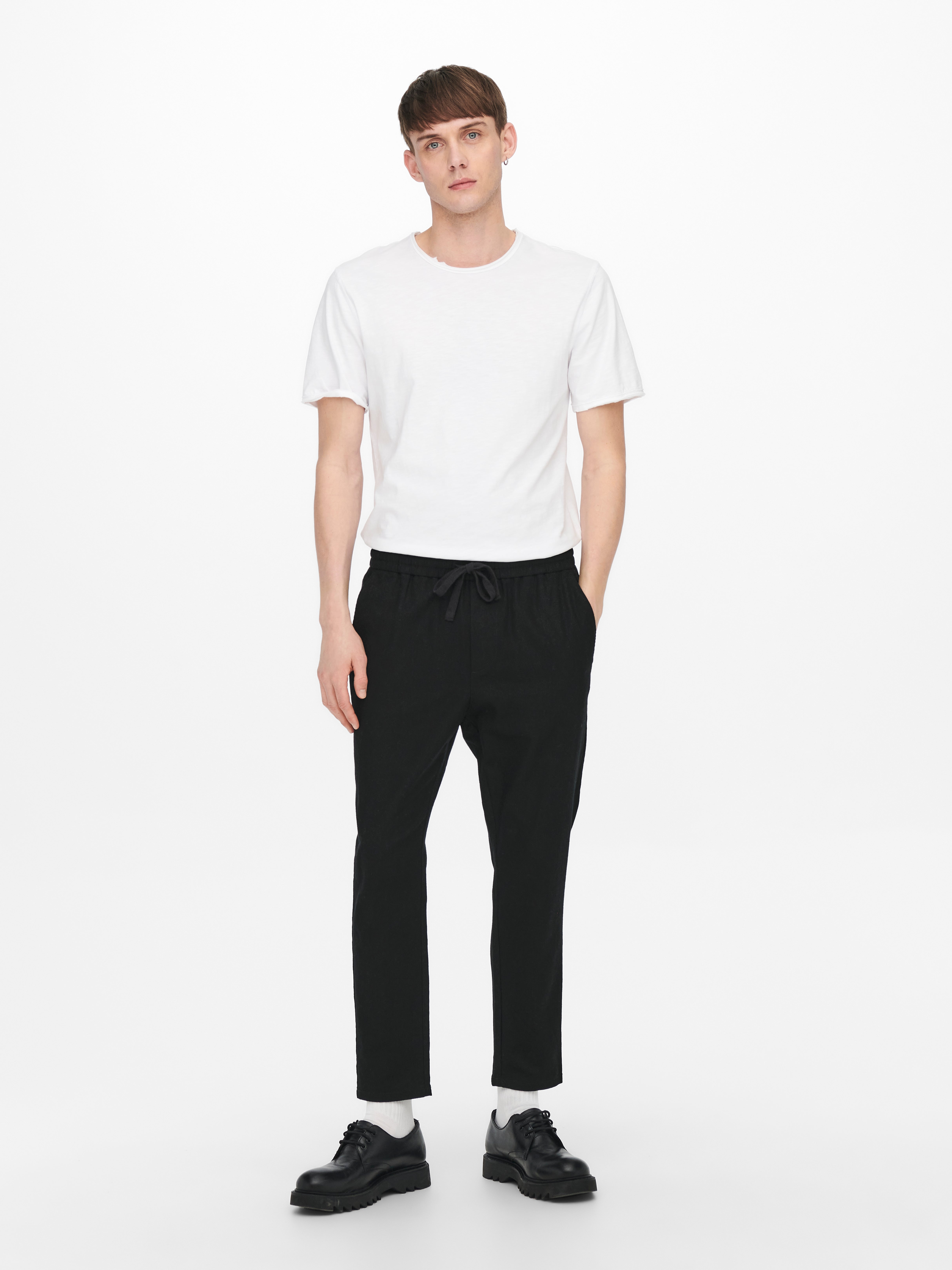 Linen blend Trousers | Black | ONLY \u0026 SONS®
