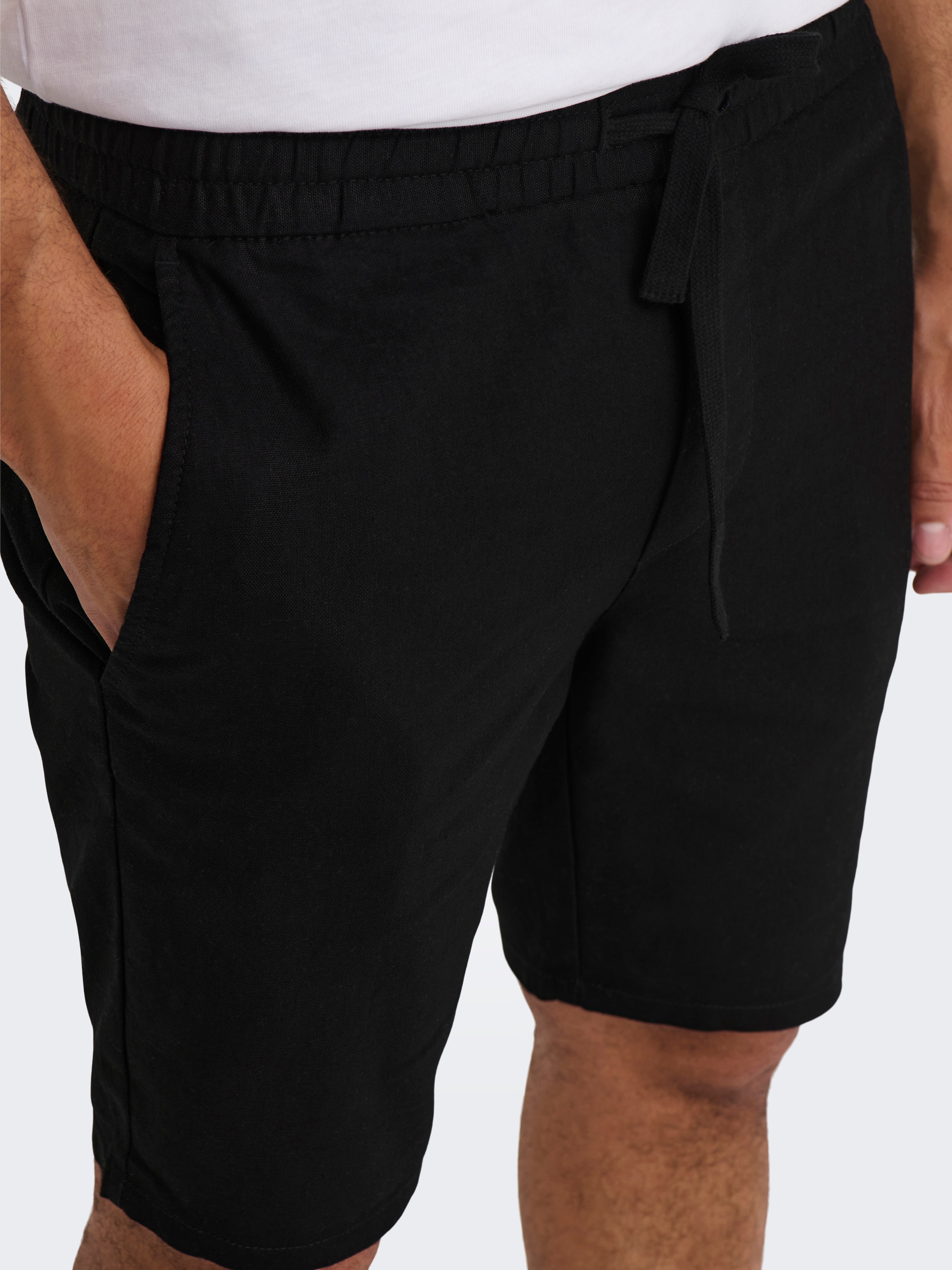 Linen blend Shorts | Black | ONLY \u0026 SONS®
