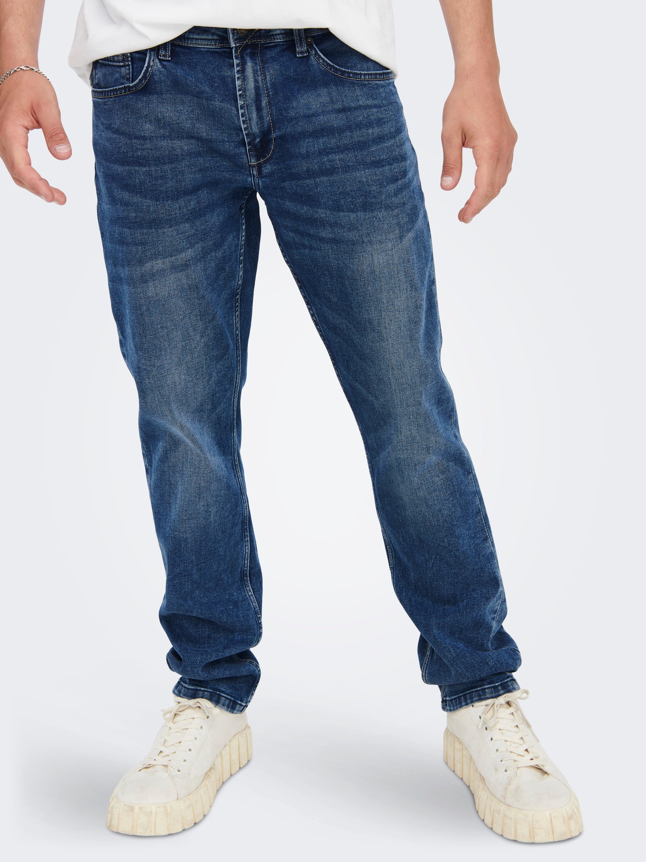 ONLY & SONS Regular Fit Mid waist Jeans -Blue Denim - 22021886