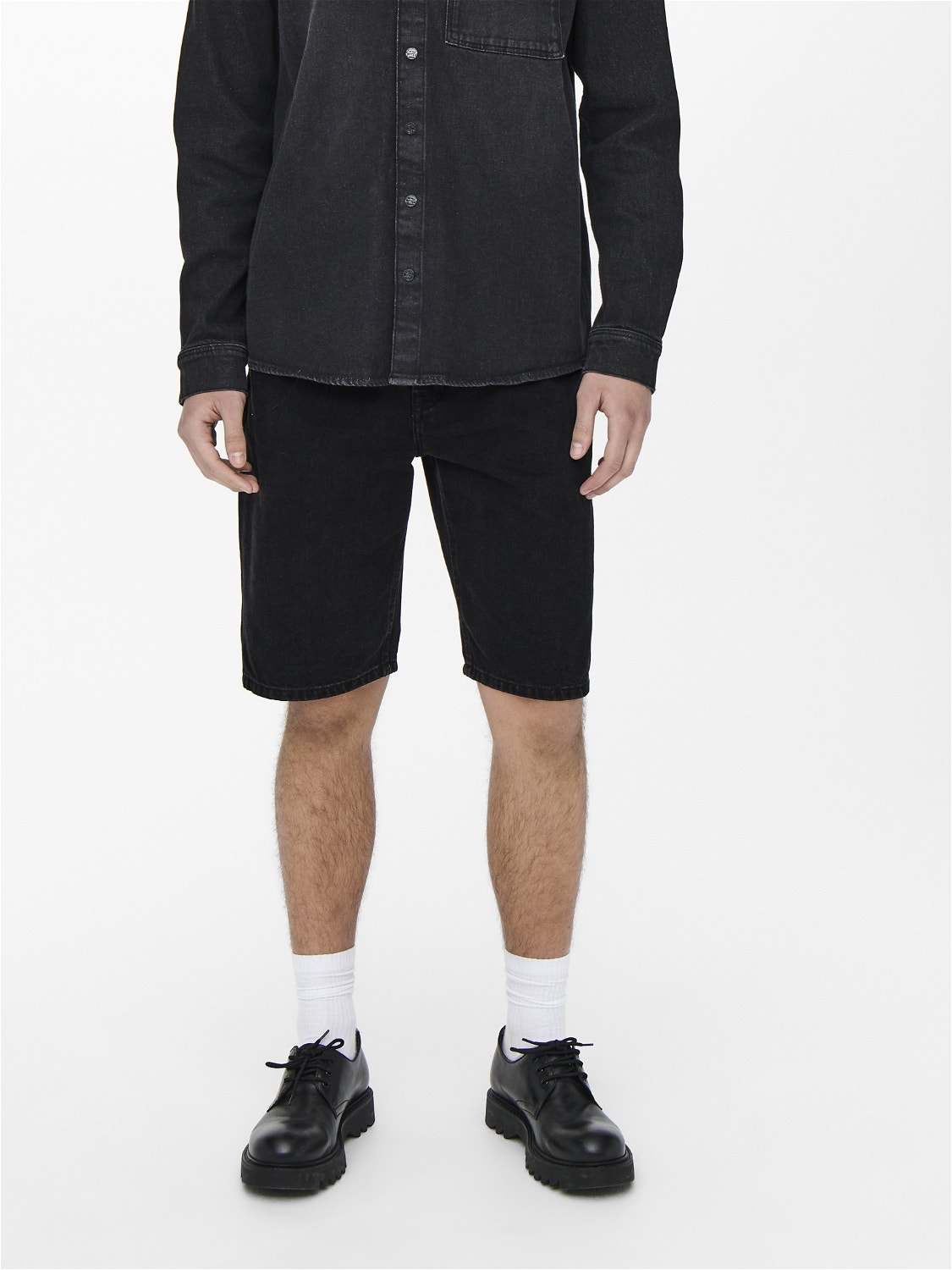 ONLY & SONS Tapered Fit Shorts -Black Denim - 22021899
