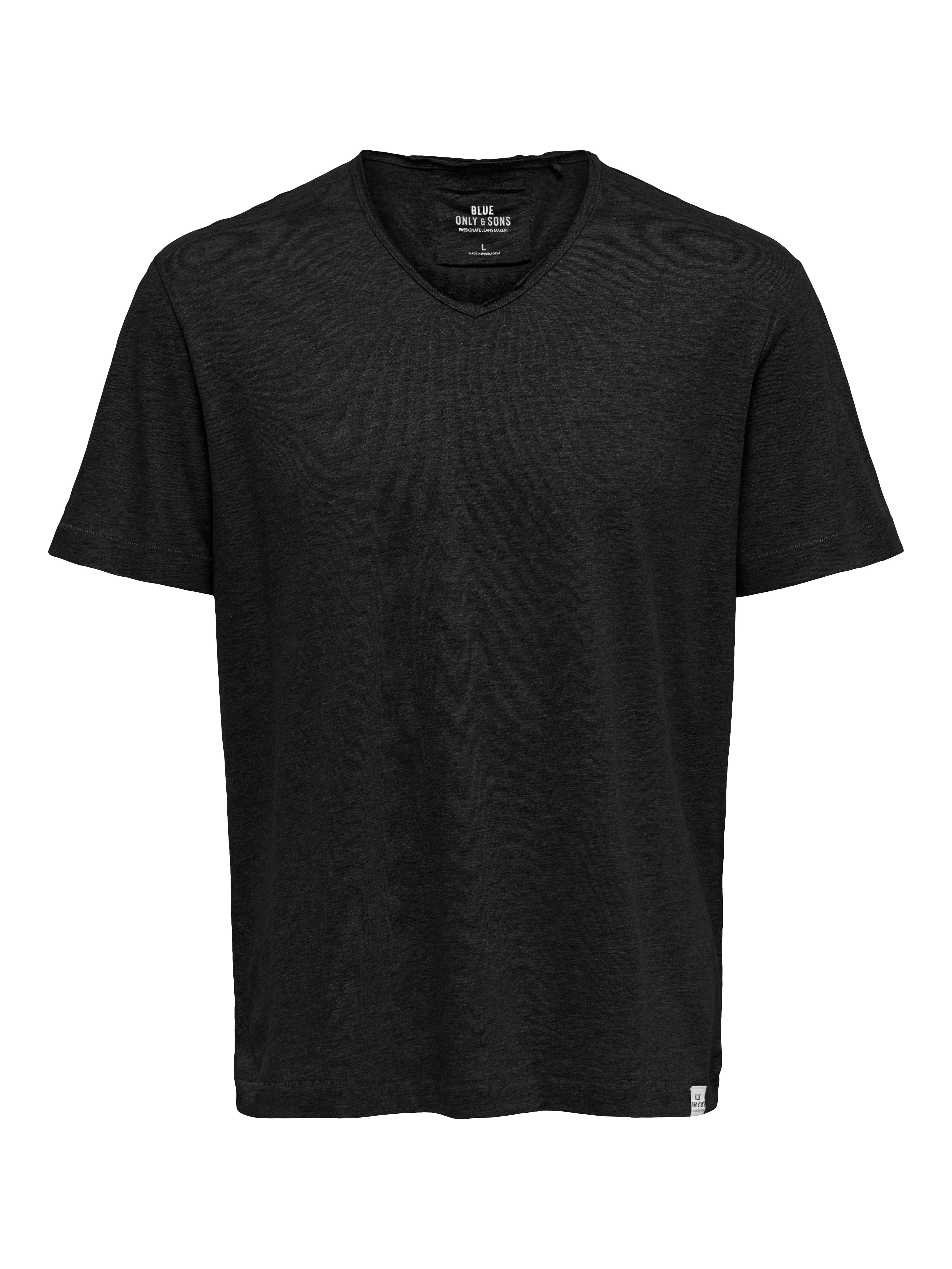 Solid colored V-neck T-shirt | Black 