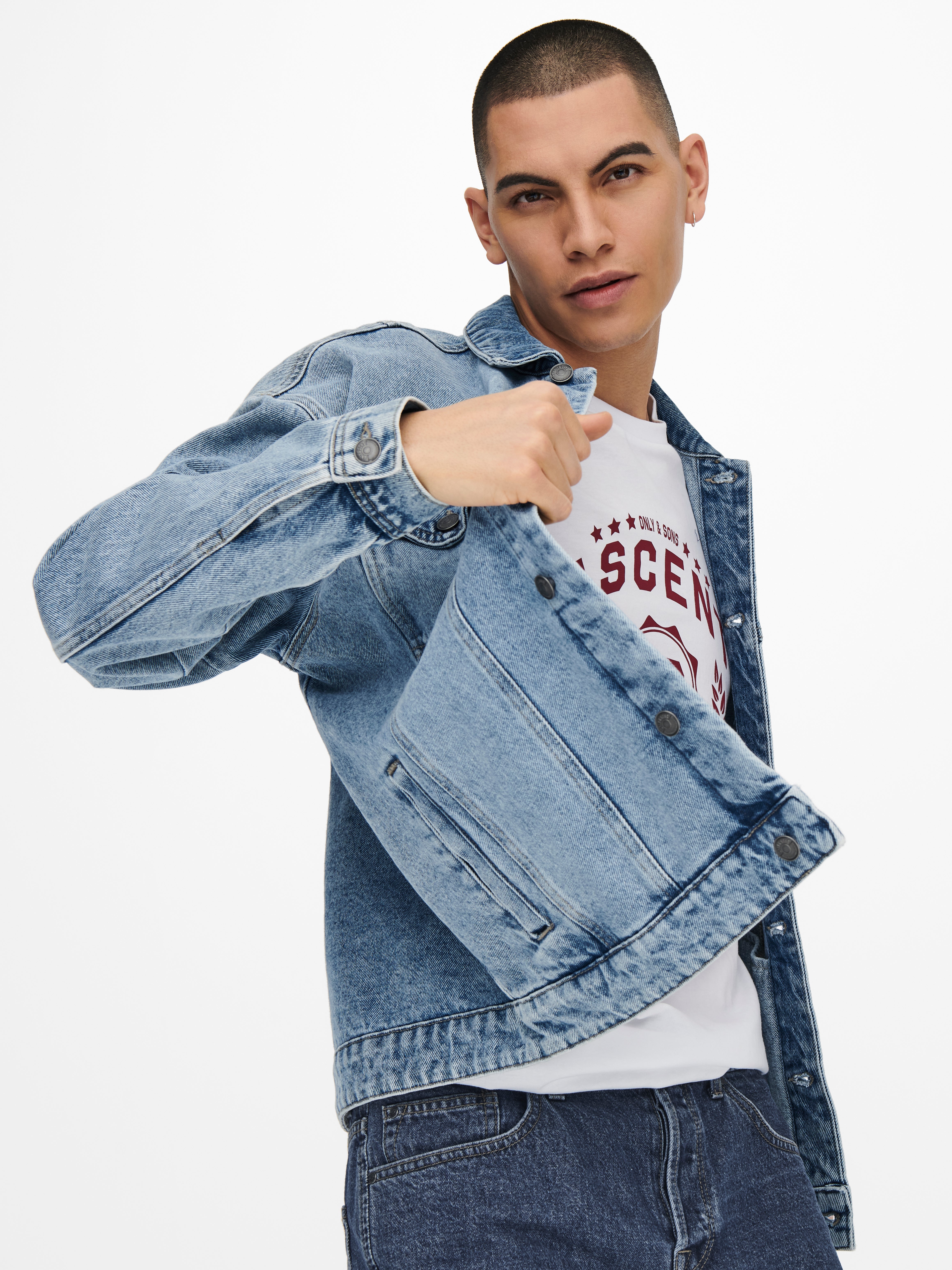 Ärmelbündchen mit Knopf Tief angesetzte Schulter Jacke with 50 