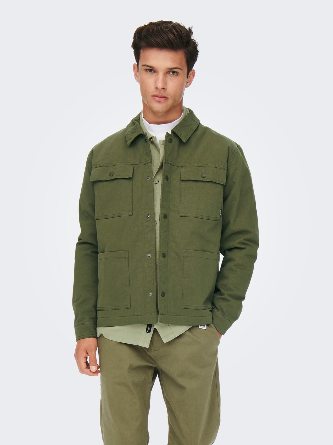 ONLY & SONS Spread collar Buttoned cuffs Jacket -Olive Night - 22022098